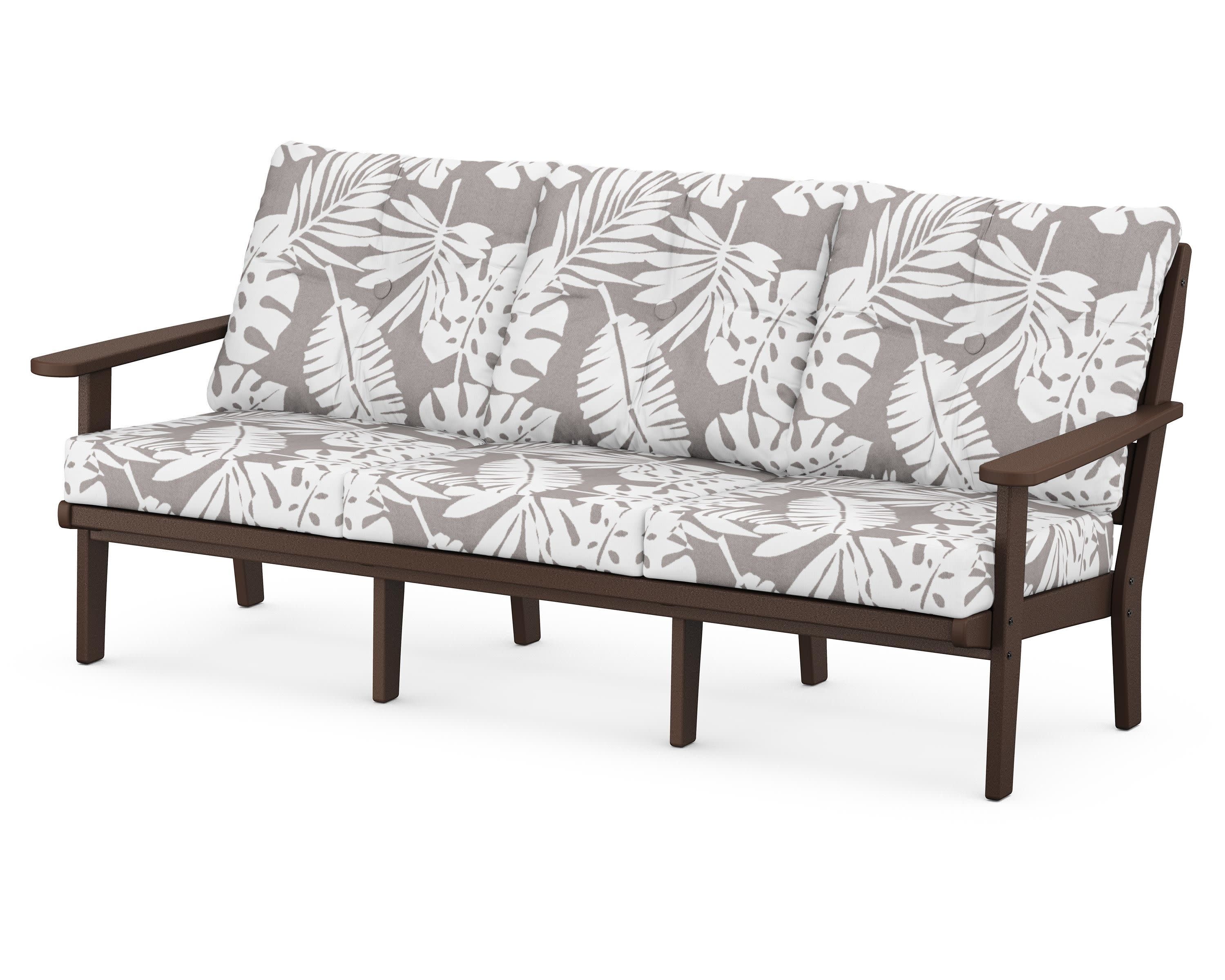 Lakeside Deep Seating Sofa in Mahogany / Leaf Grey Mist