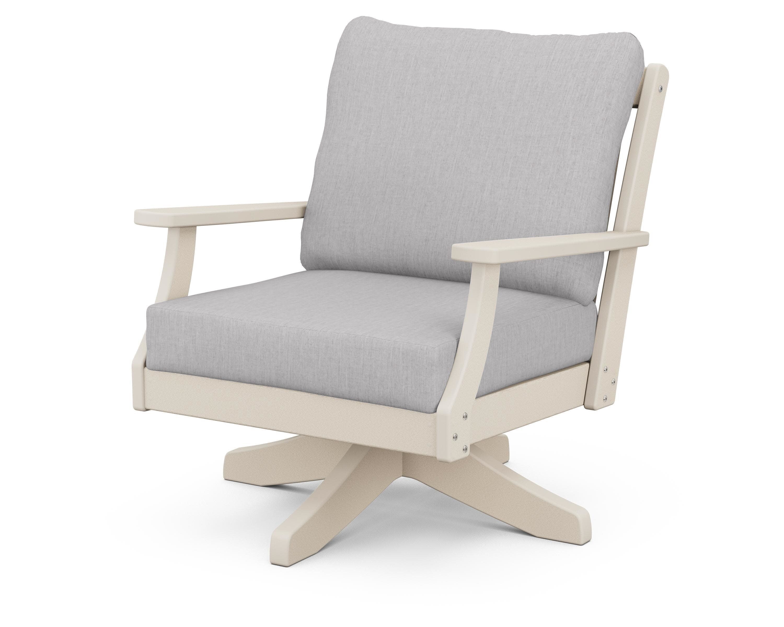 Braxton Deep Seating Swivel Chair in Sand / Granite