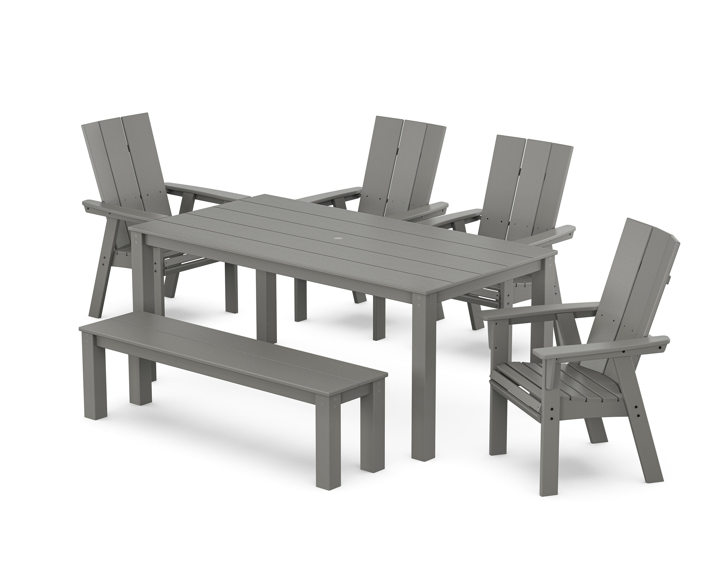 Modern Curveback Adirondack 6-Piece Parsons Dining Set with Bench