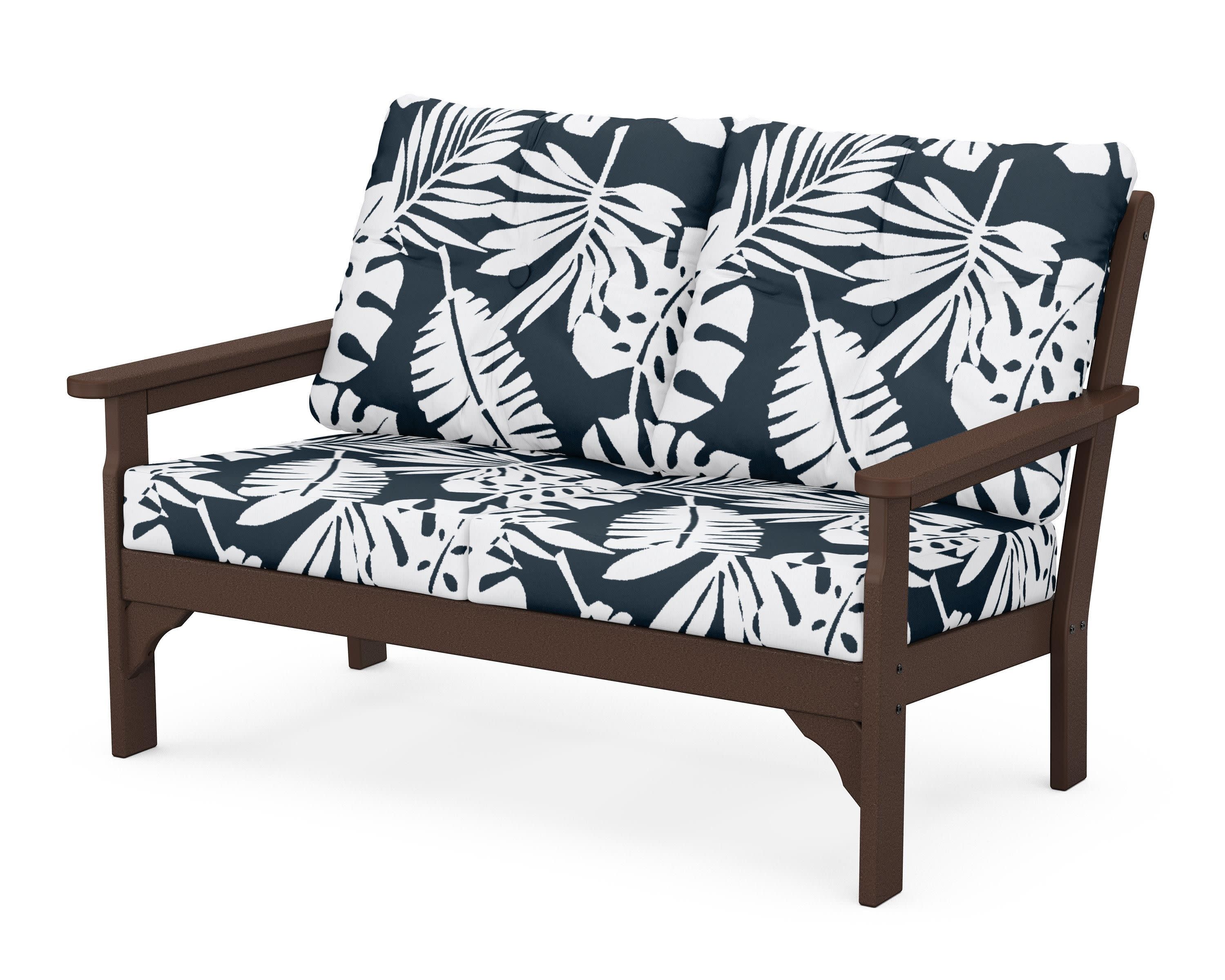 Vineyard Deep Seating Loveseat in Mahogany / Leaf Marine Indigo