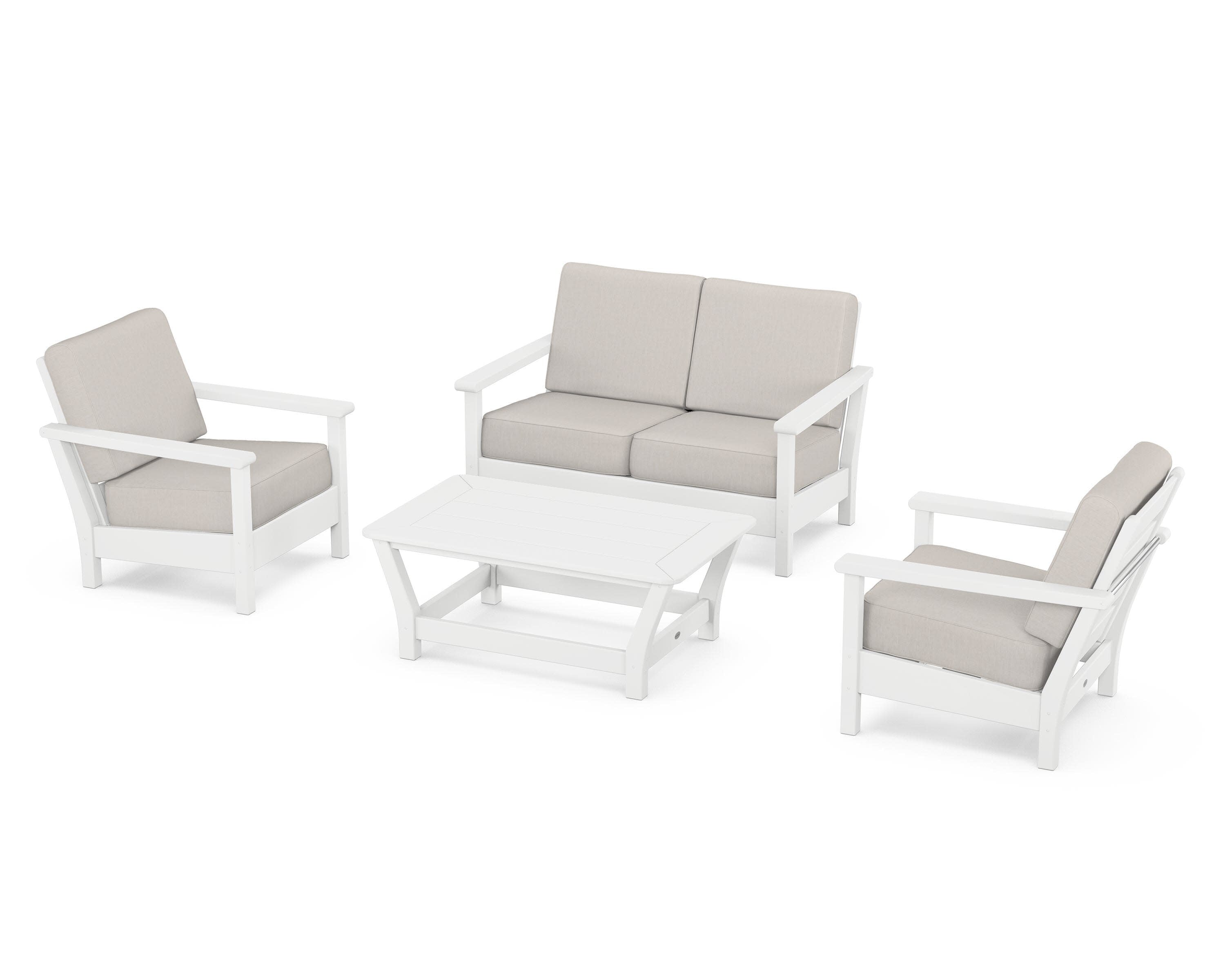 Harbour 4-Piece Deep Seating Set in White / Cast Ash