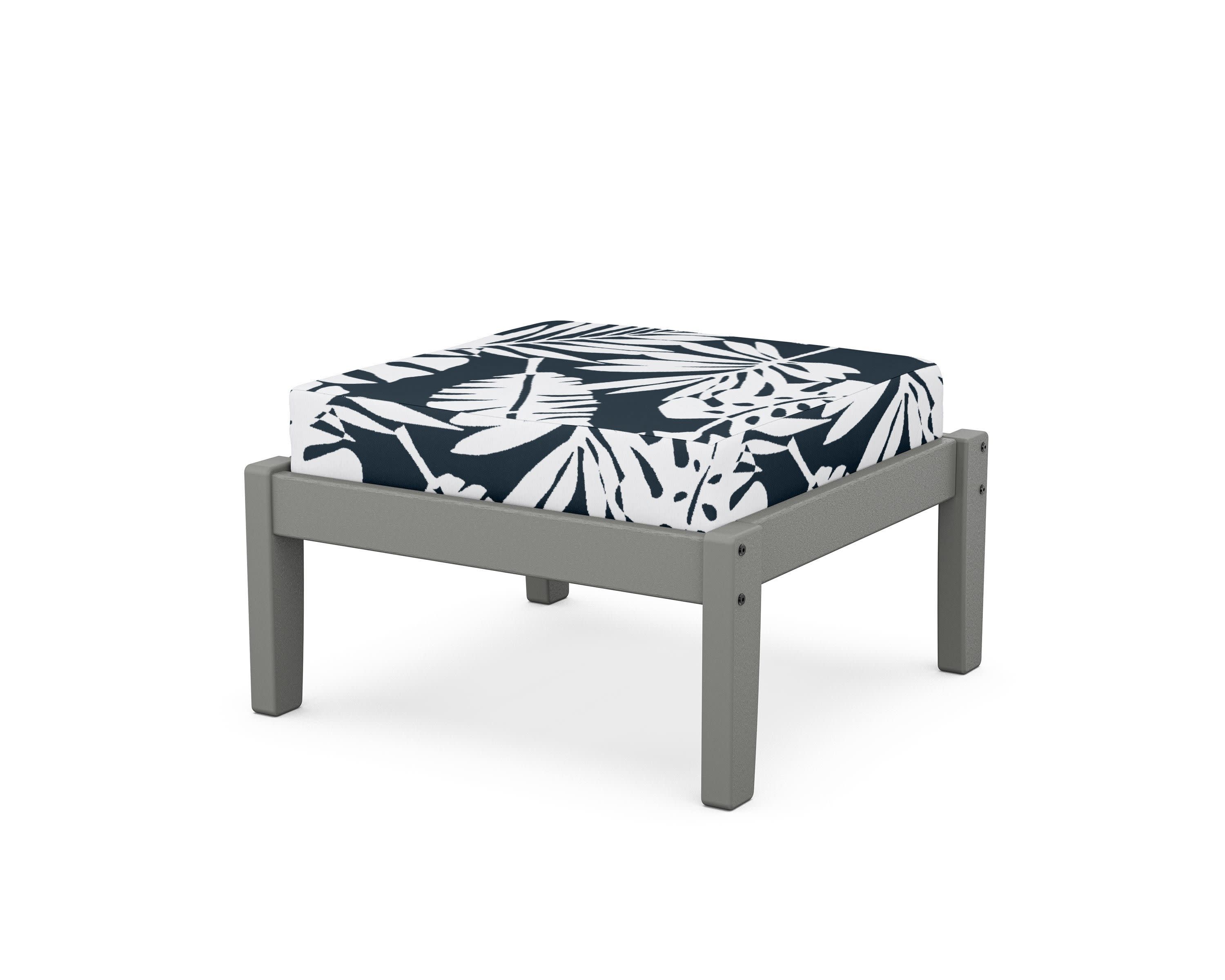 Deep Seating Ottoman in Slate Grey / Leaf Marine Indigo
