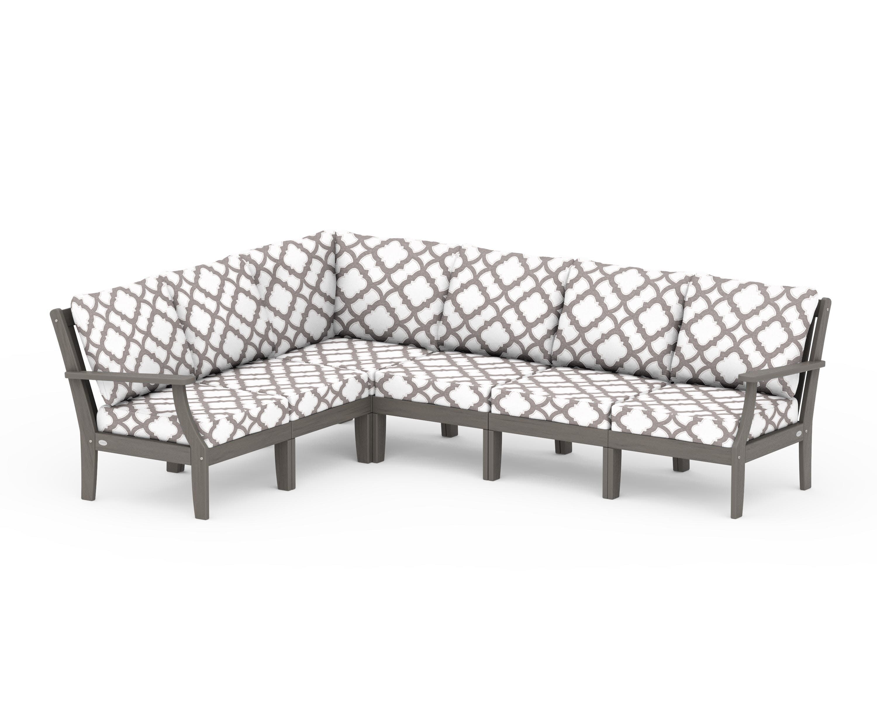 Braxton Modular 6-Piece Deep Seating Set in Driftwood / Trellis Grey Mist