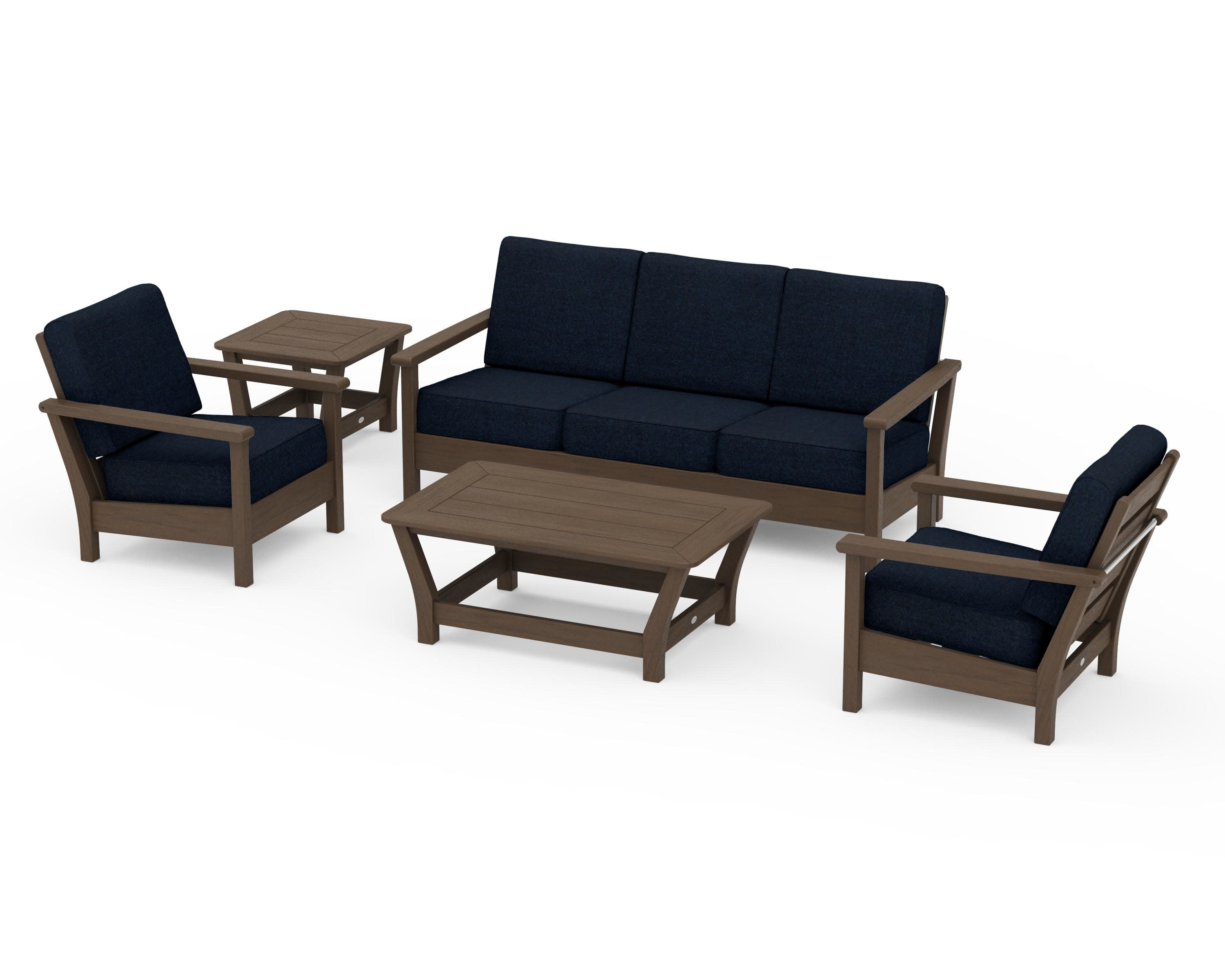 Harbour 5-Piece Deep Seating Set in Kona / Marine Indigo