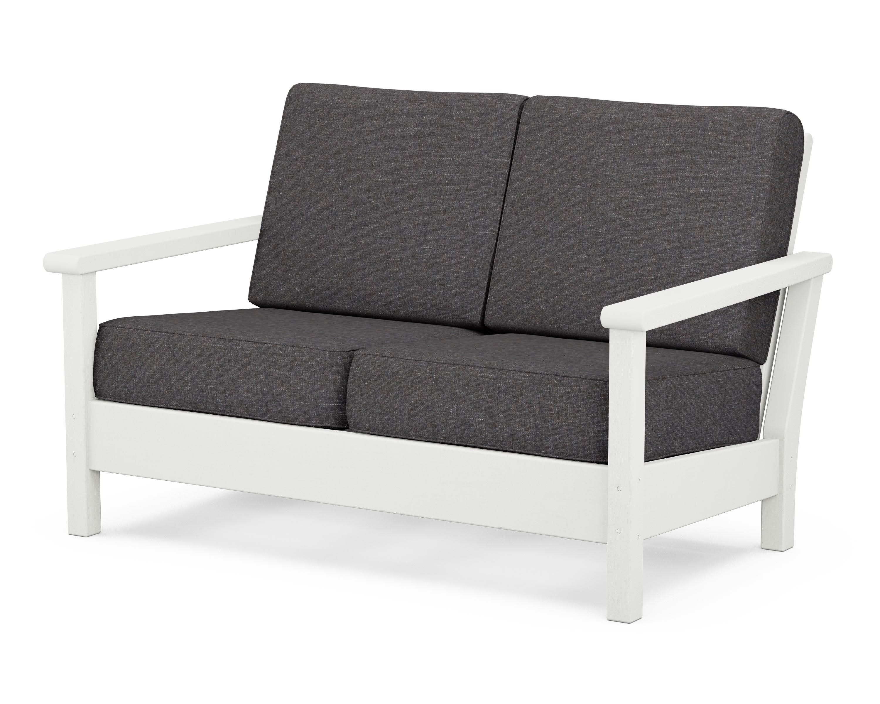 Harbour Deep Seating Loveseat in Vintage White / Ash Charcoal