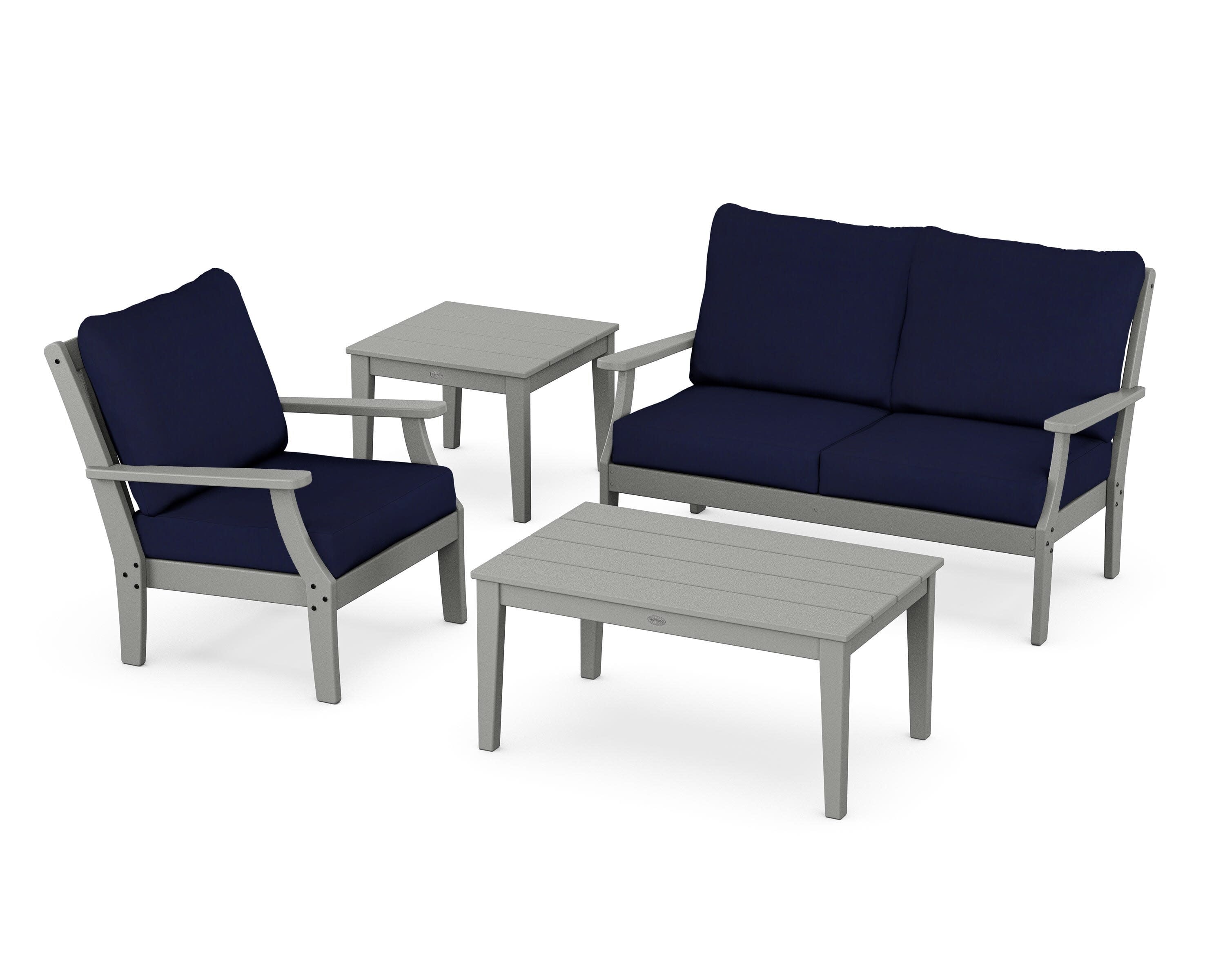Braxton 4-Piece Deep Seating Set in Slate Grey / Navy