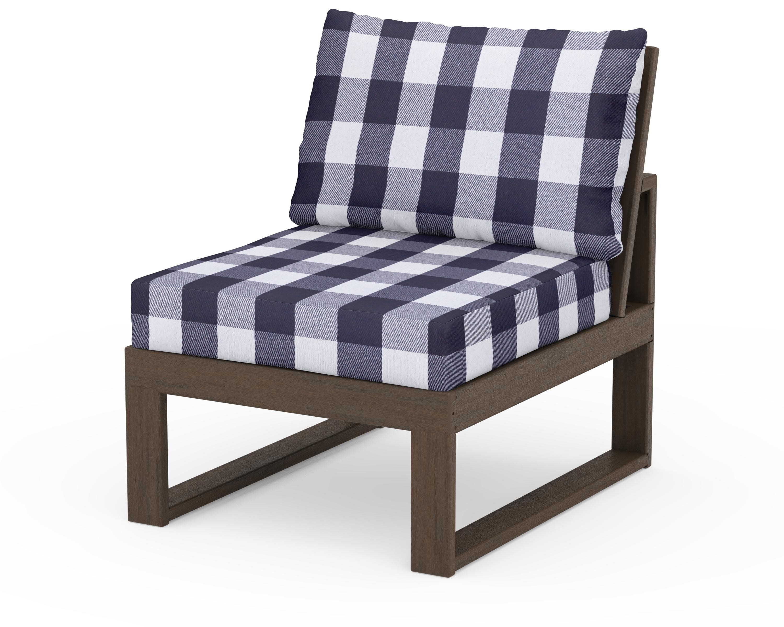Modular Armless Chair in Kona / Buffalo Plaid Navy