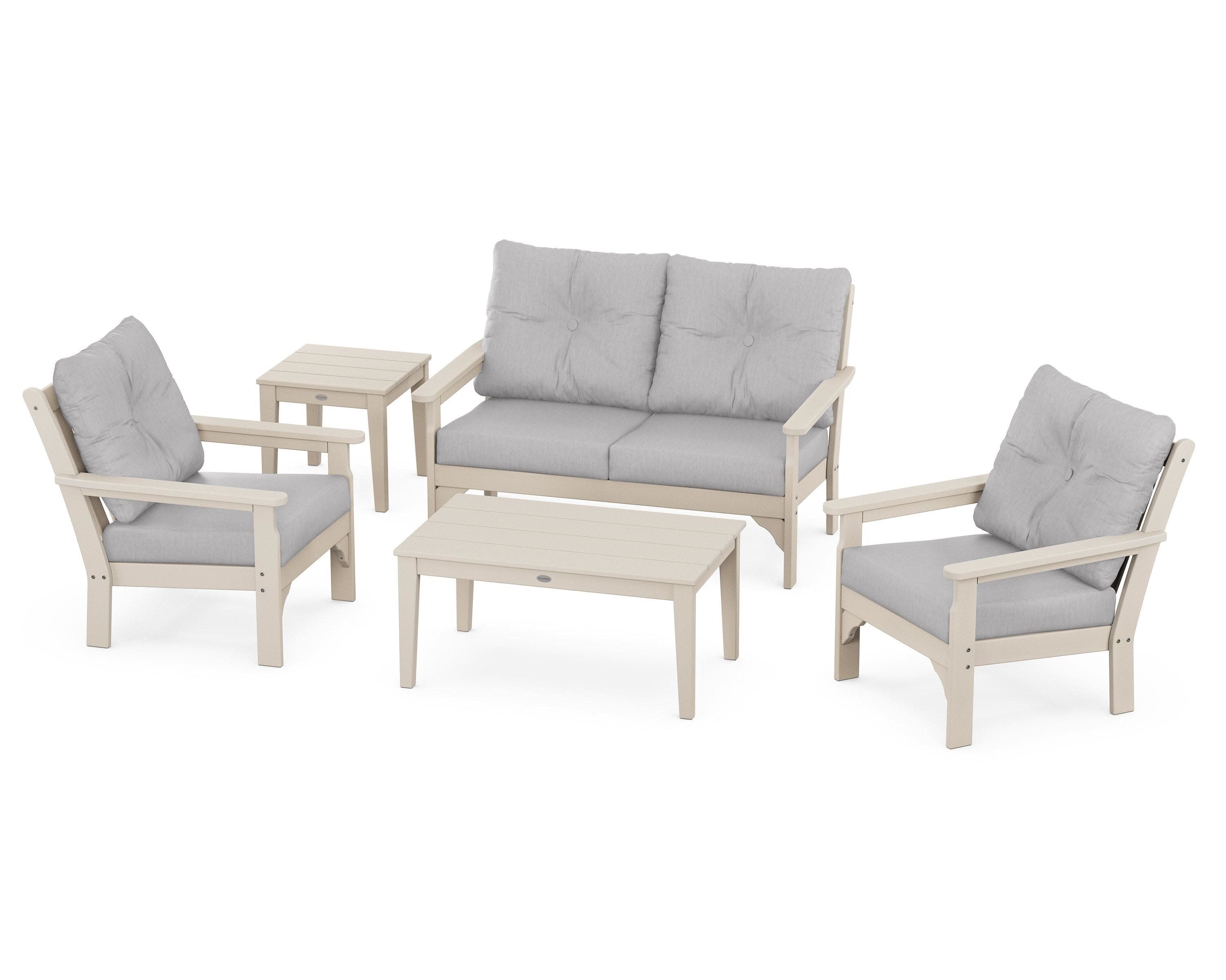 Vineyard 5-Piece Deep Seating Set in Sand / Granite