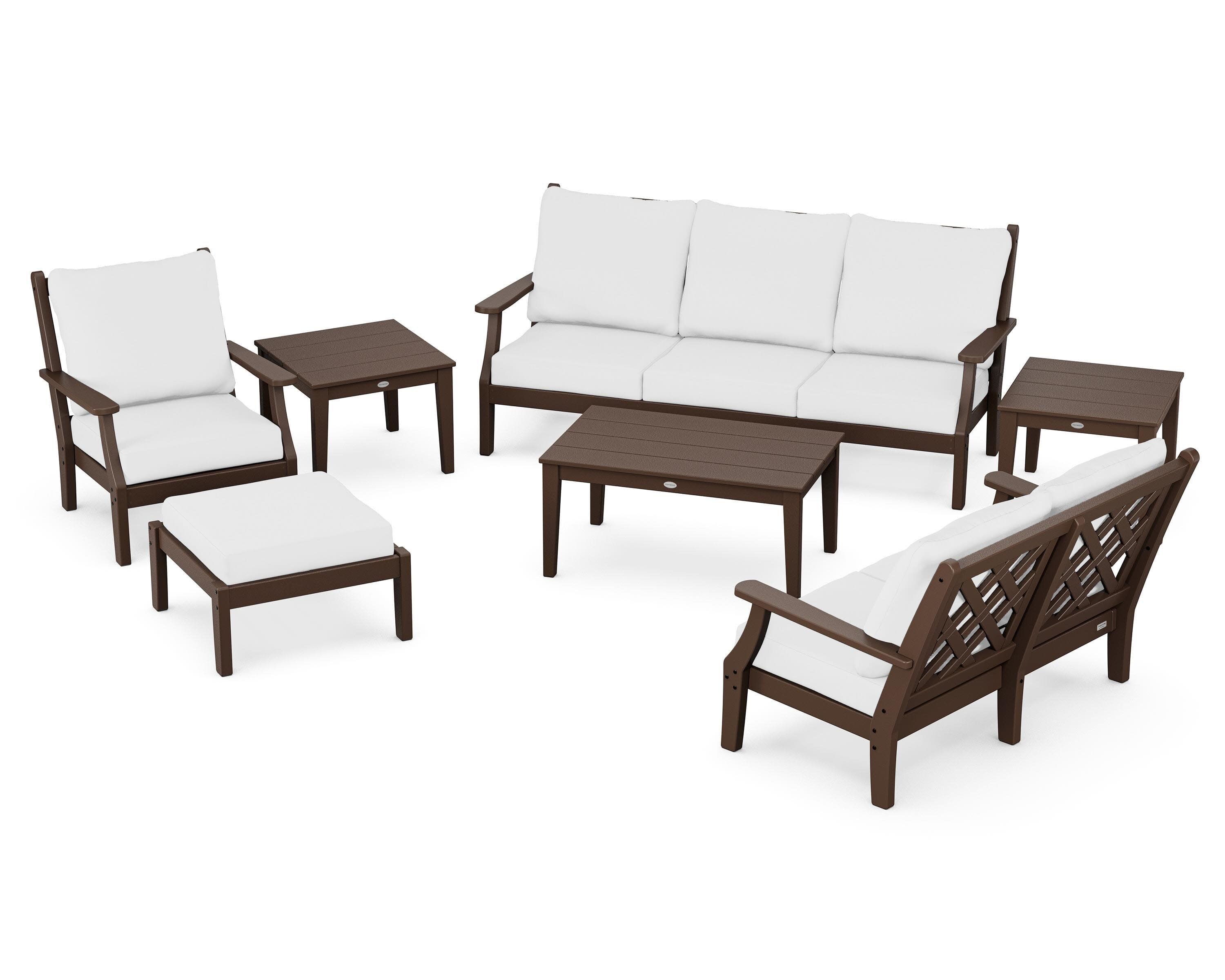 Wovendale 7-Piece Deep Seating Set in Mahogany / Natural