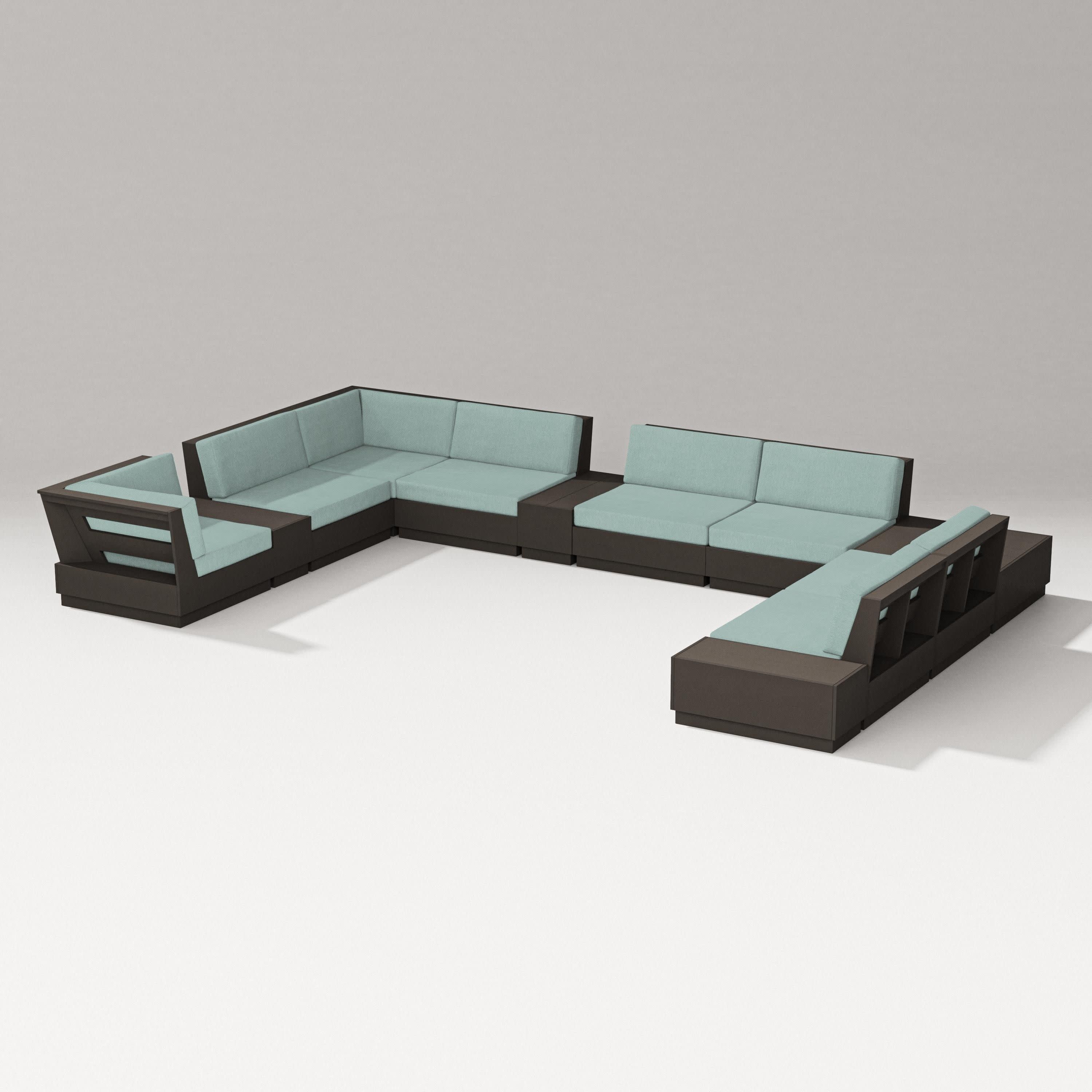 Elevate 12-Piece Conversation Sectional Set in Vintage Coffee / Glacier Spa