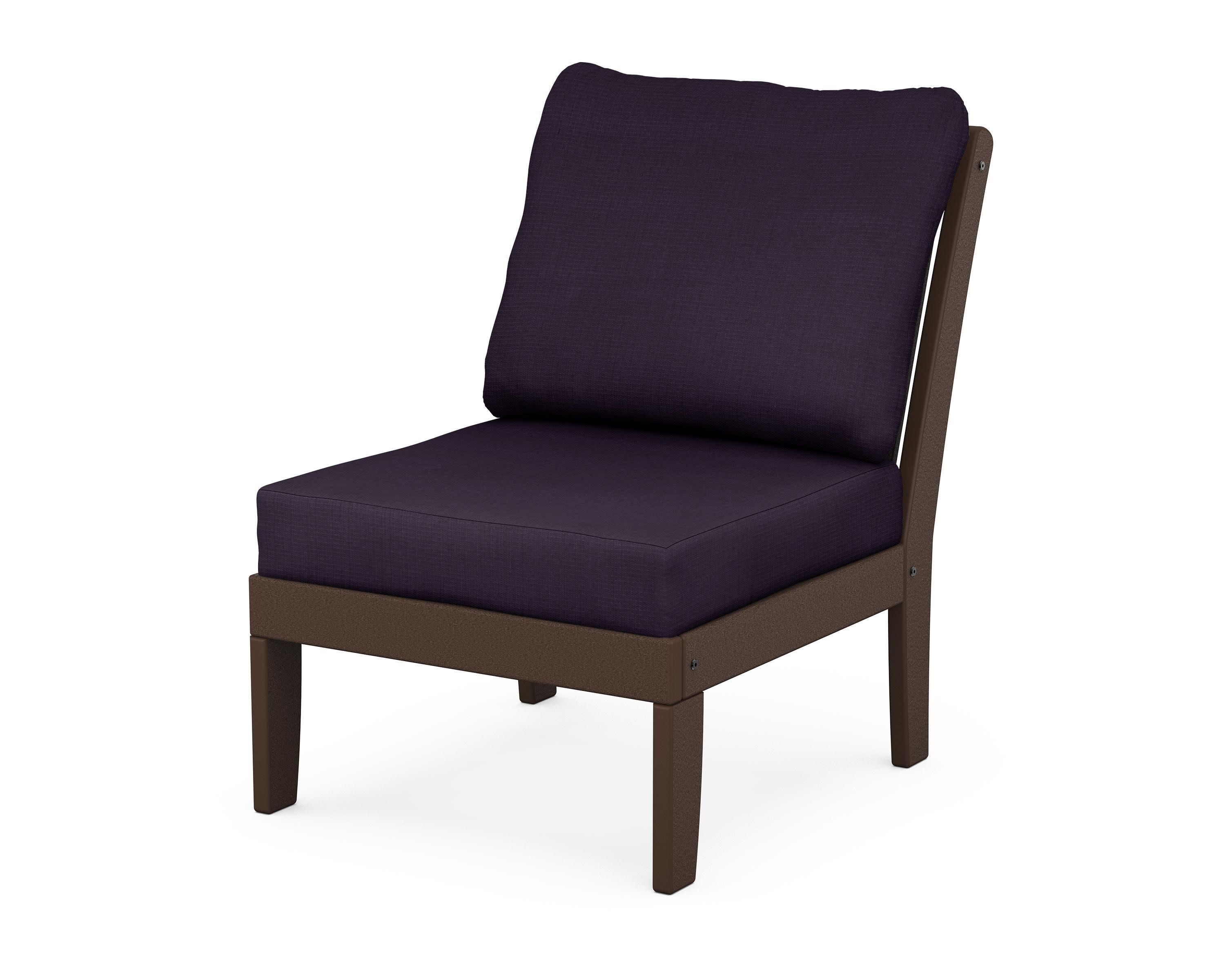 Braxton Modular Armless Chair in Mahogany / Navy Linen