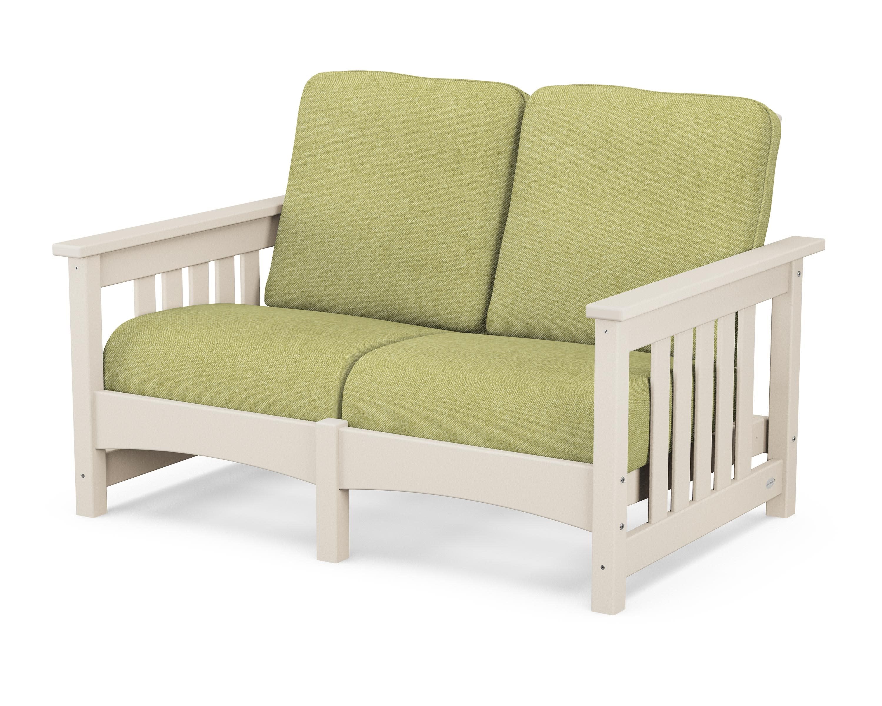 Club Mission Loveseat in Sand / Chartreuse Boucle