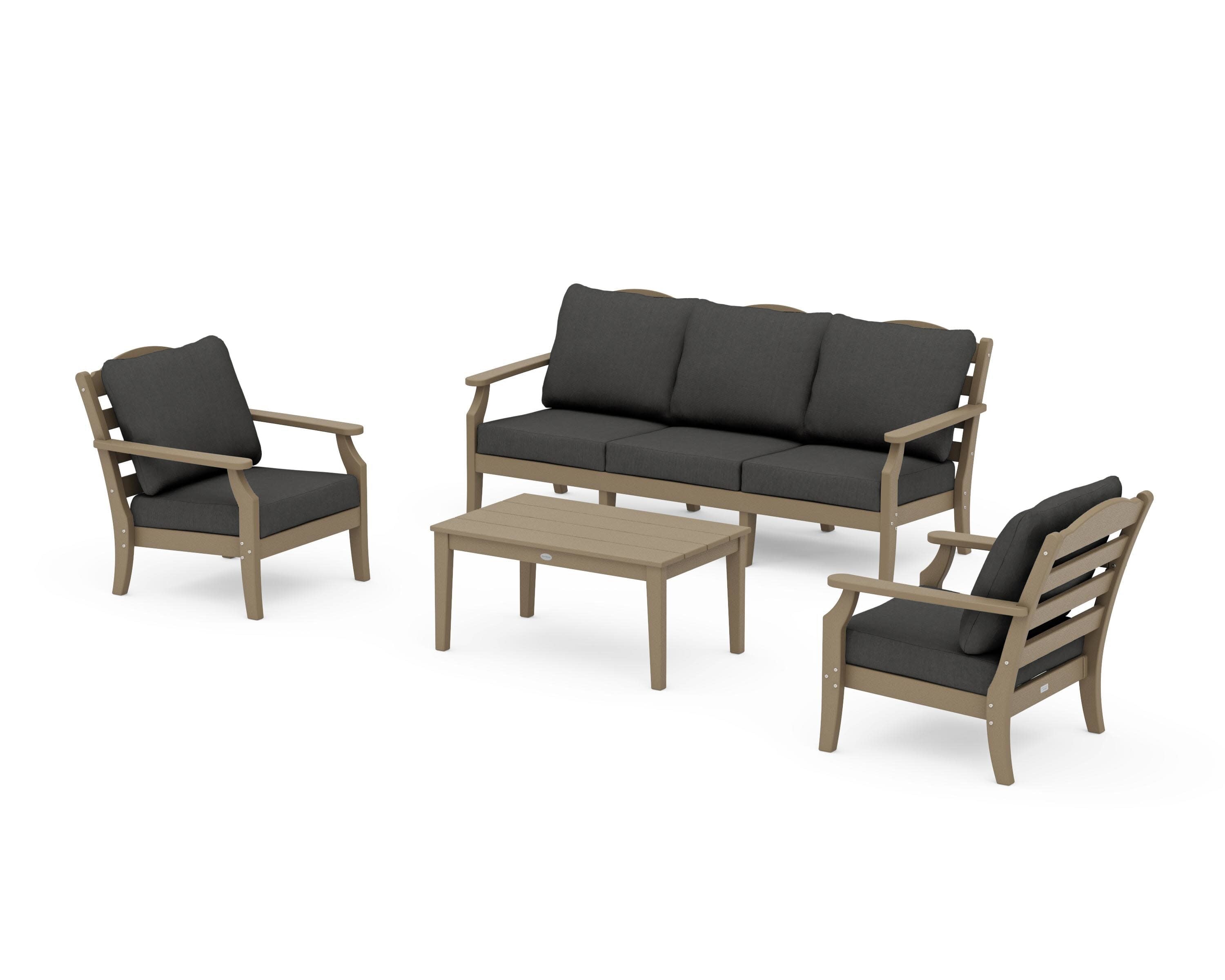 Savannah 4-Piece Deep Seating Set with Sofa in Vintage Sahara / Spectrum Carbon