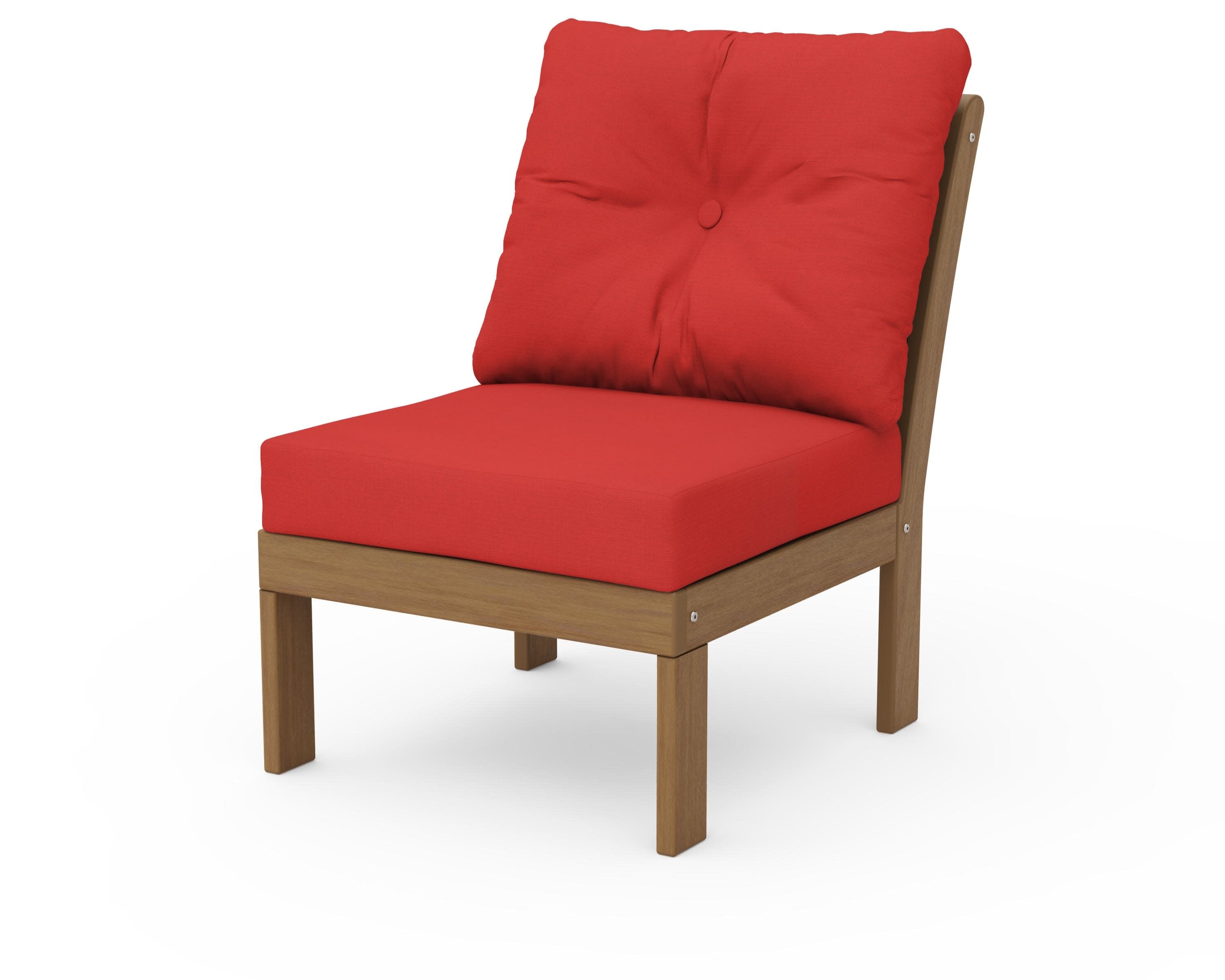 Vineyard Modular Armless Chair in Natural / Crimson Linen