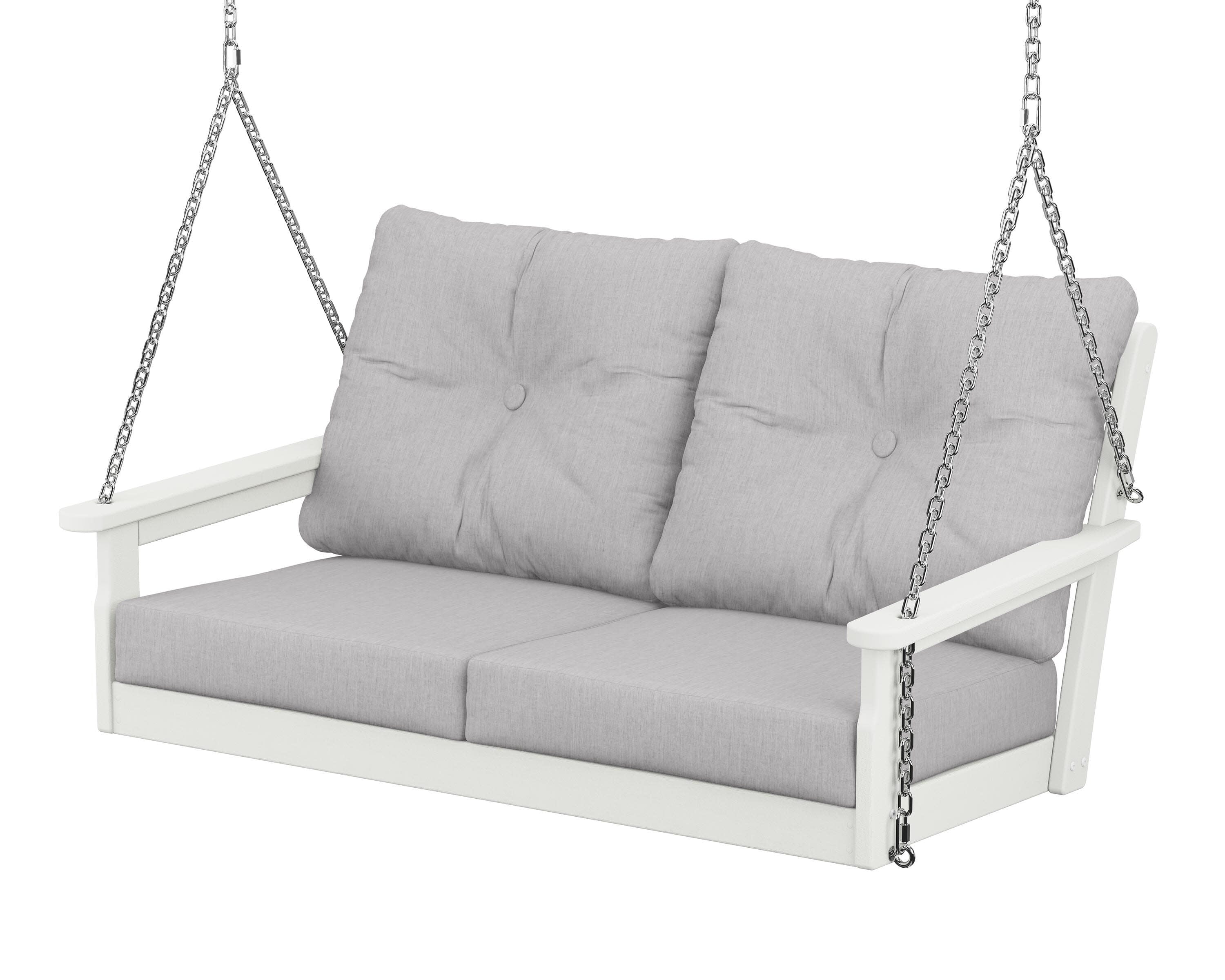 Vineyard Deep Seating Swing in Vintage White / Granite