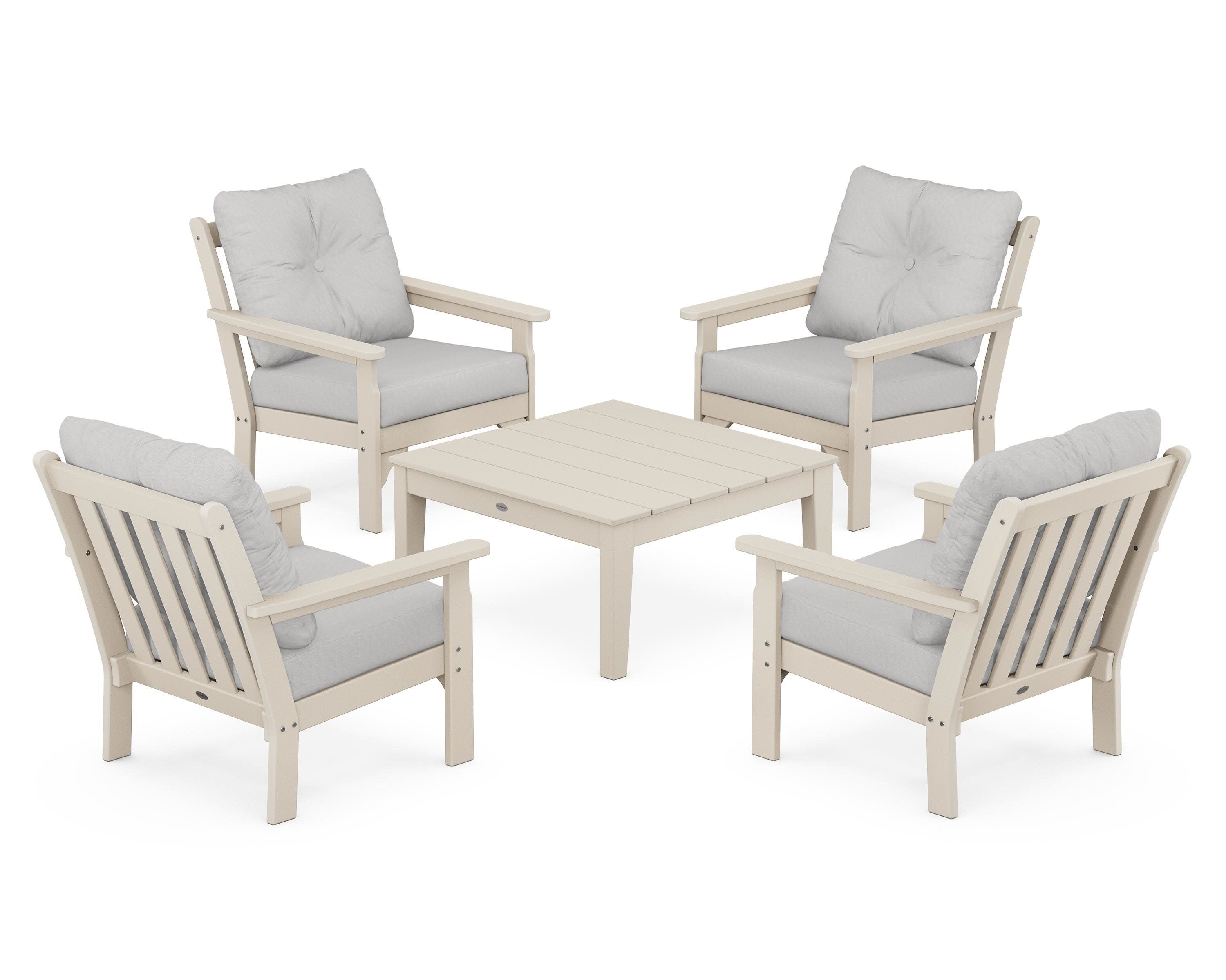 Vineyard 5-Piece Deep Seating Conversation Set in Sand / Diamond in the Rough