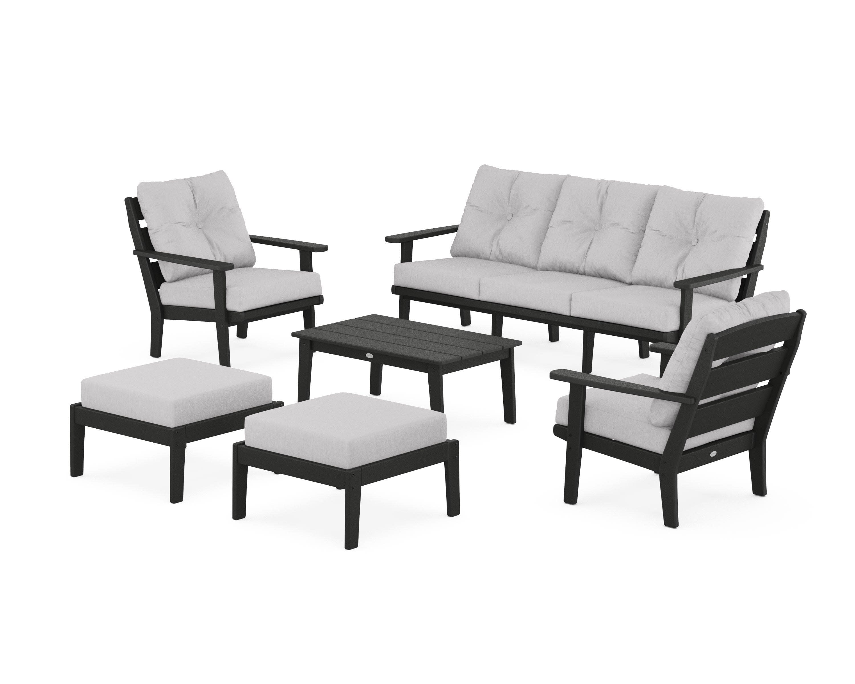 Lakeside 6-Piece Lounge Sofa Set in Black / Granite