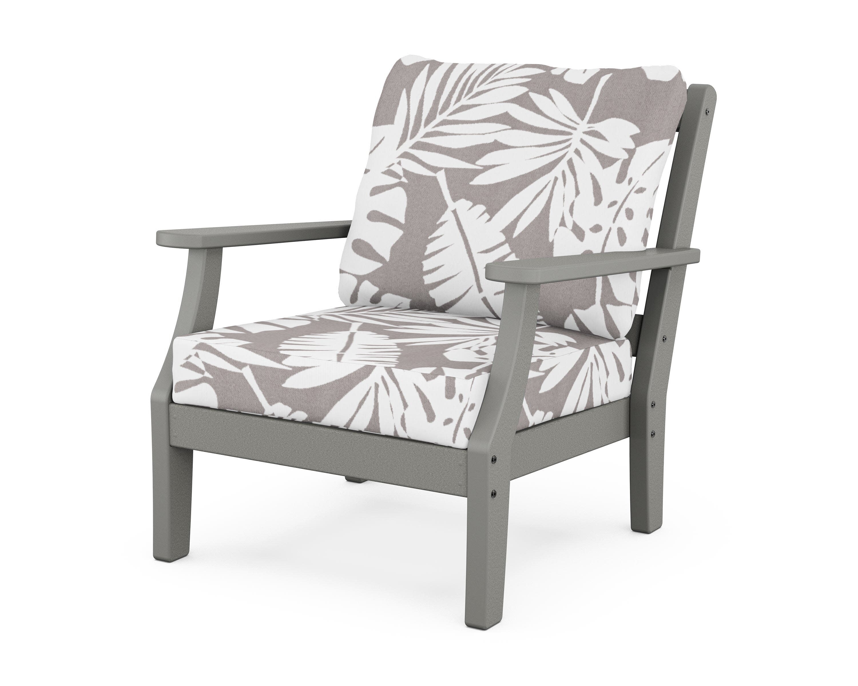 Chinoiserie Deep Seating Chair in Slate Grey / Leaf Grey Mist