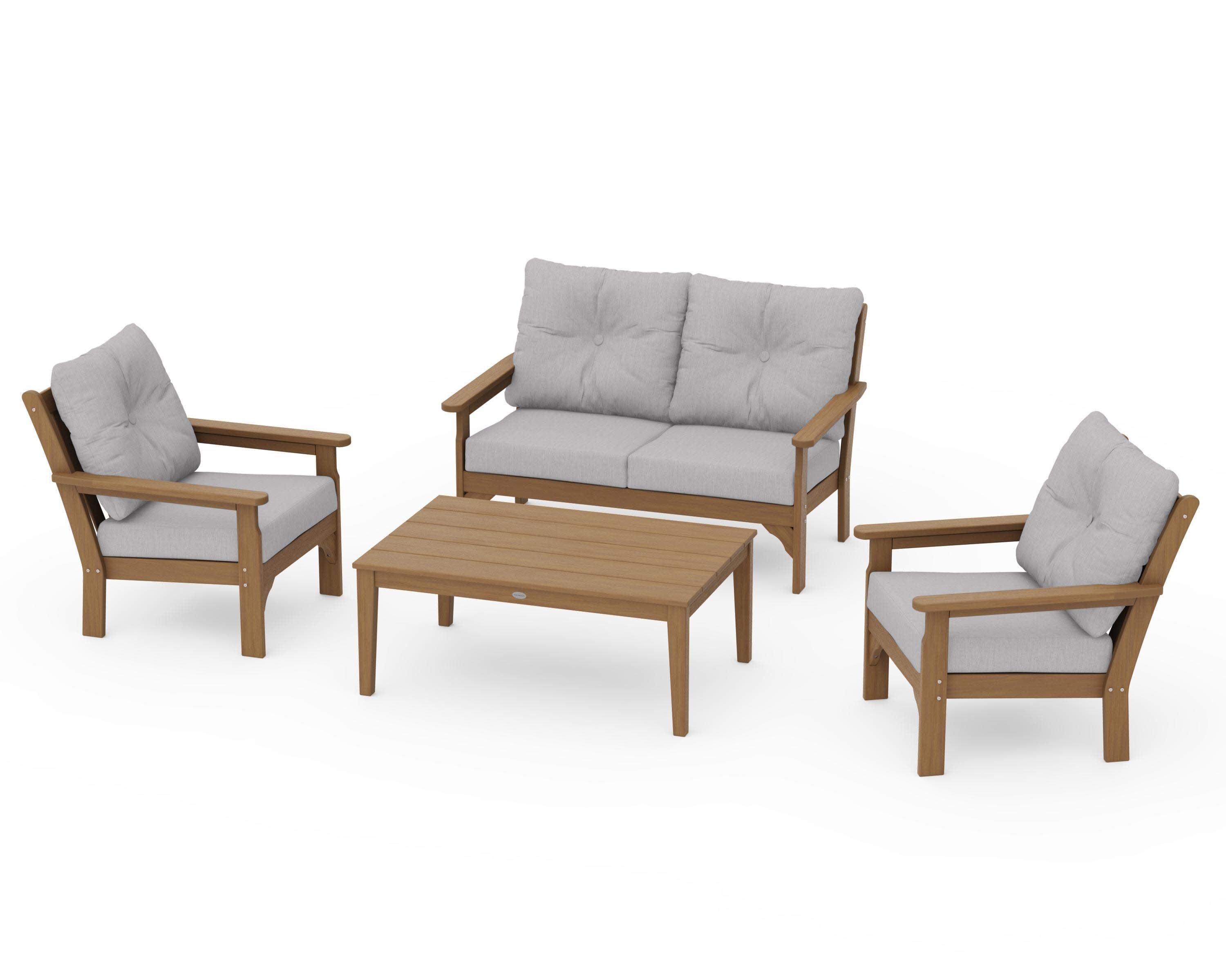 Vineyard 4-Piece Deep Seating Set in Natural / Granite