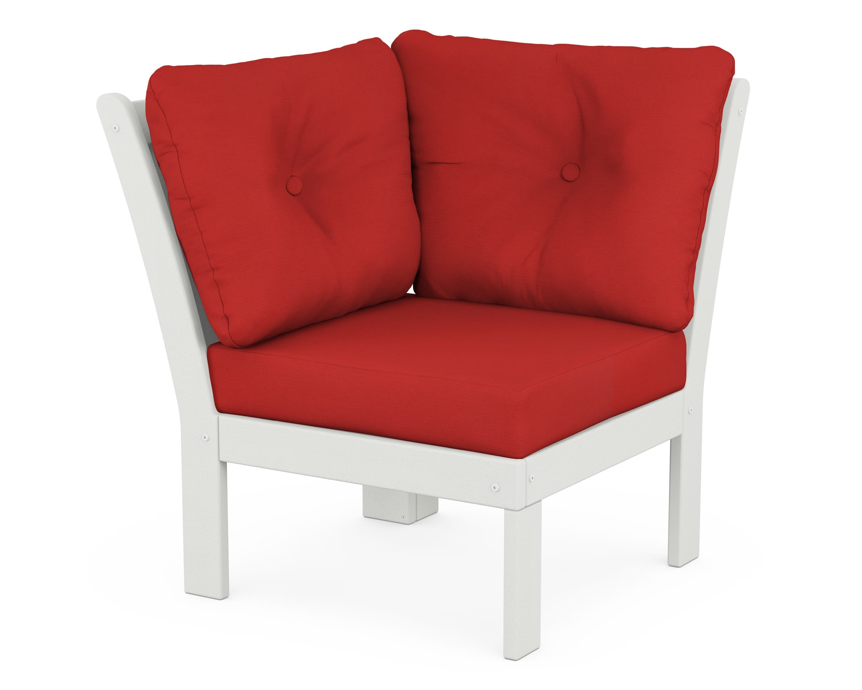 Vineyard Modular Corner Chair in Vintage White / Crimson Linen