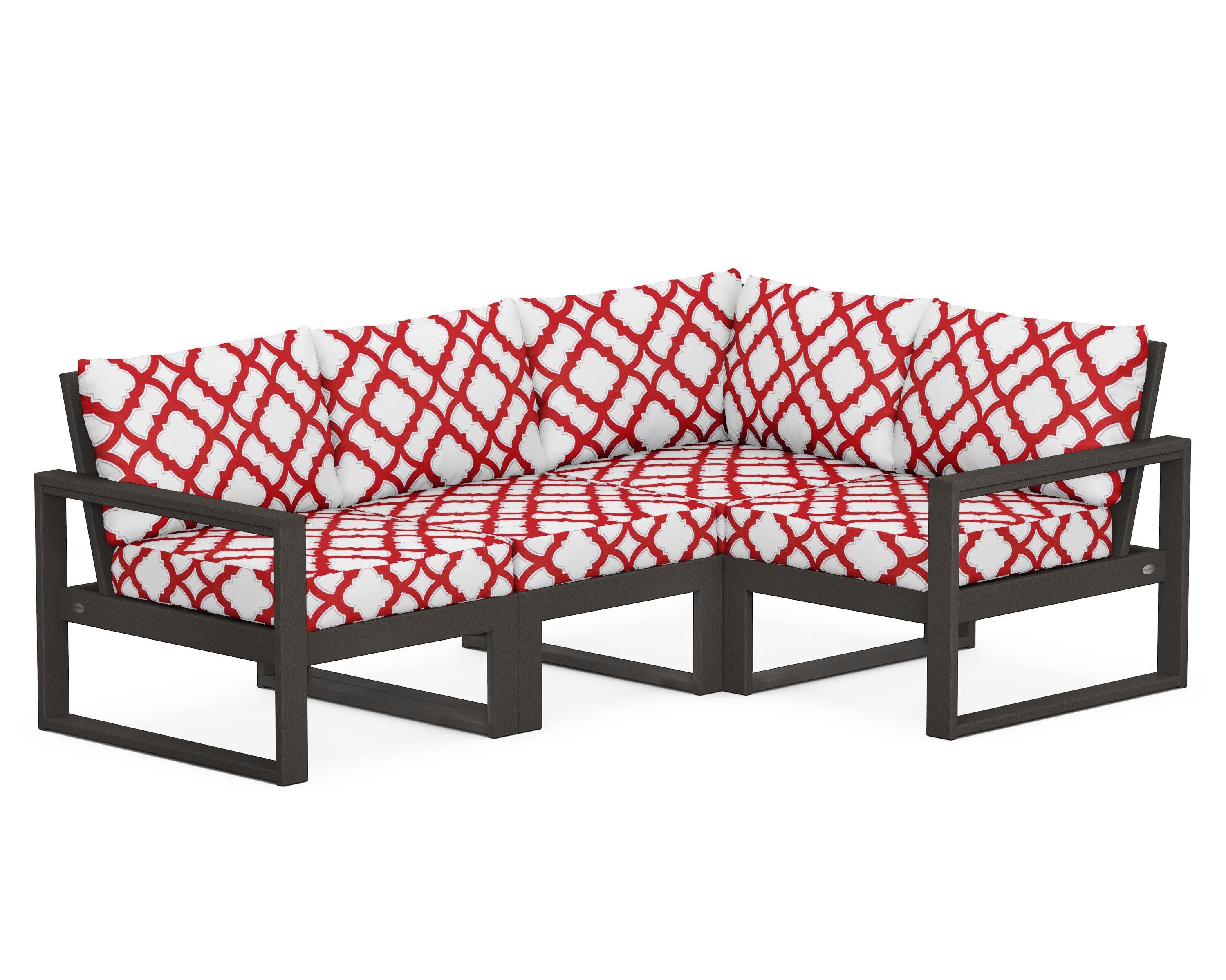 EDGE 4-Piece Modular Deep Seating Set in Vintage Coffee / Trellis Crimson