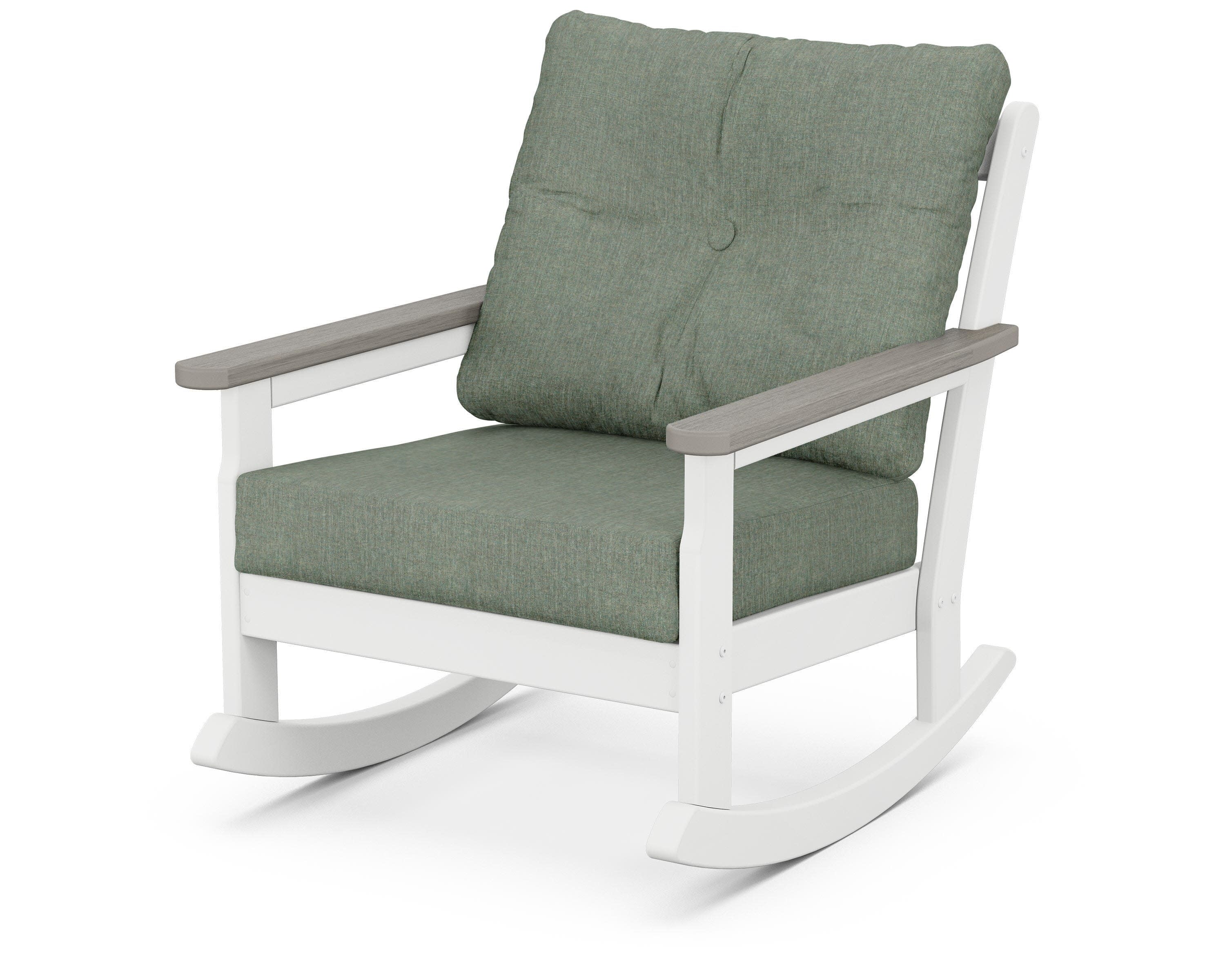Vineyard Deep Seating Rocking Chair in White / Driftwood / Cast Sage