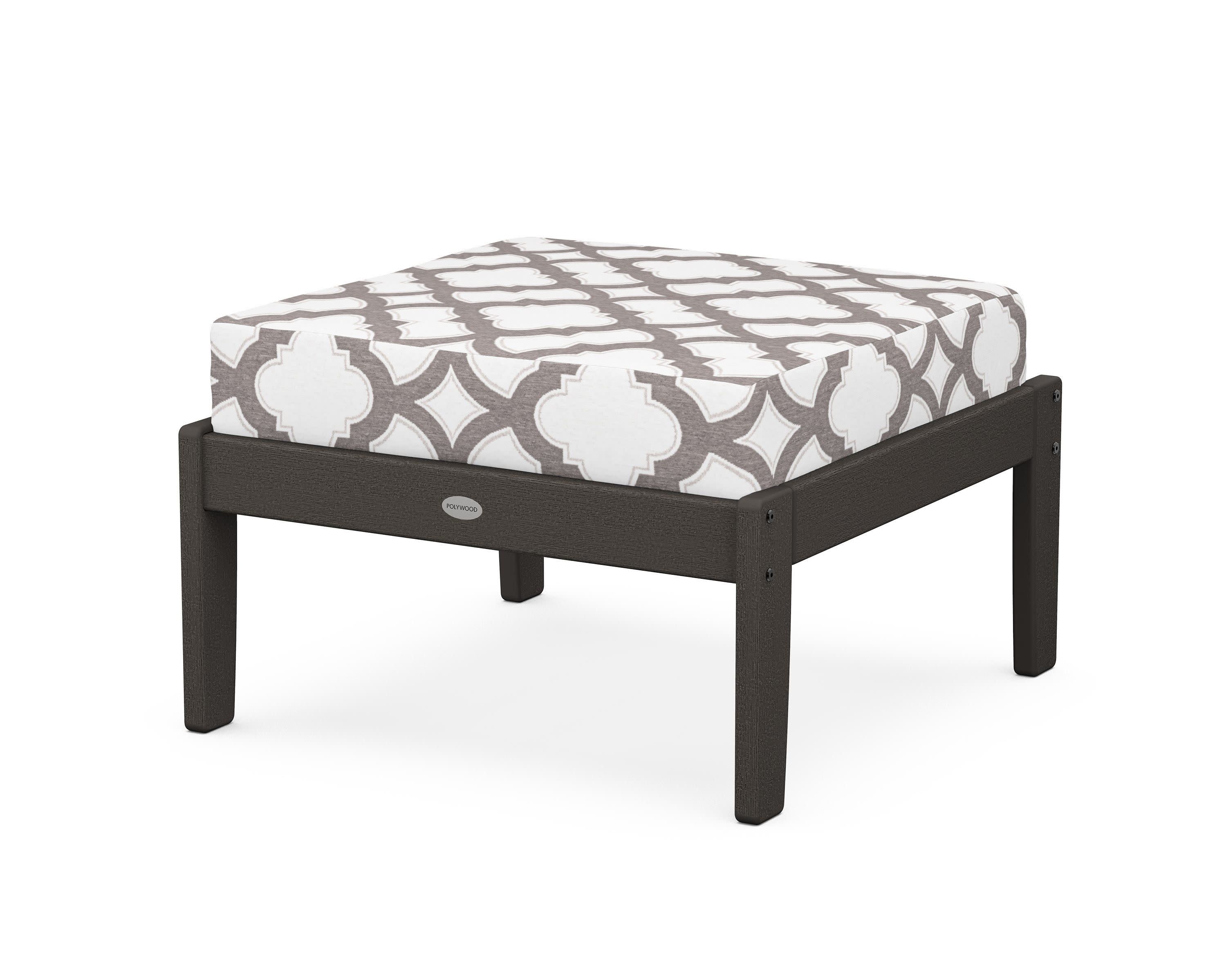 Braxton Deep Seating Ottoman in Vintage Coffee / Trellis Grey Mist