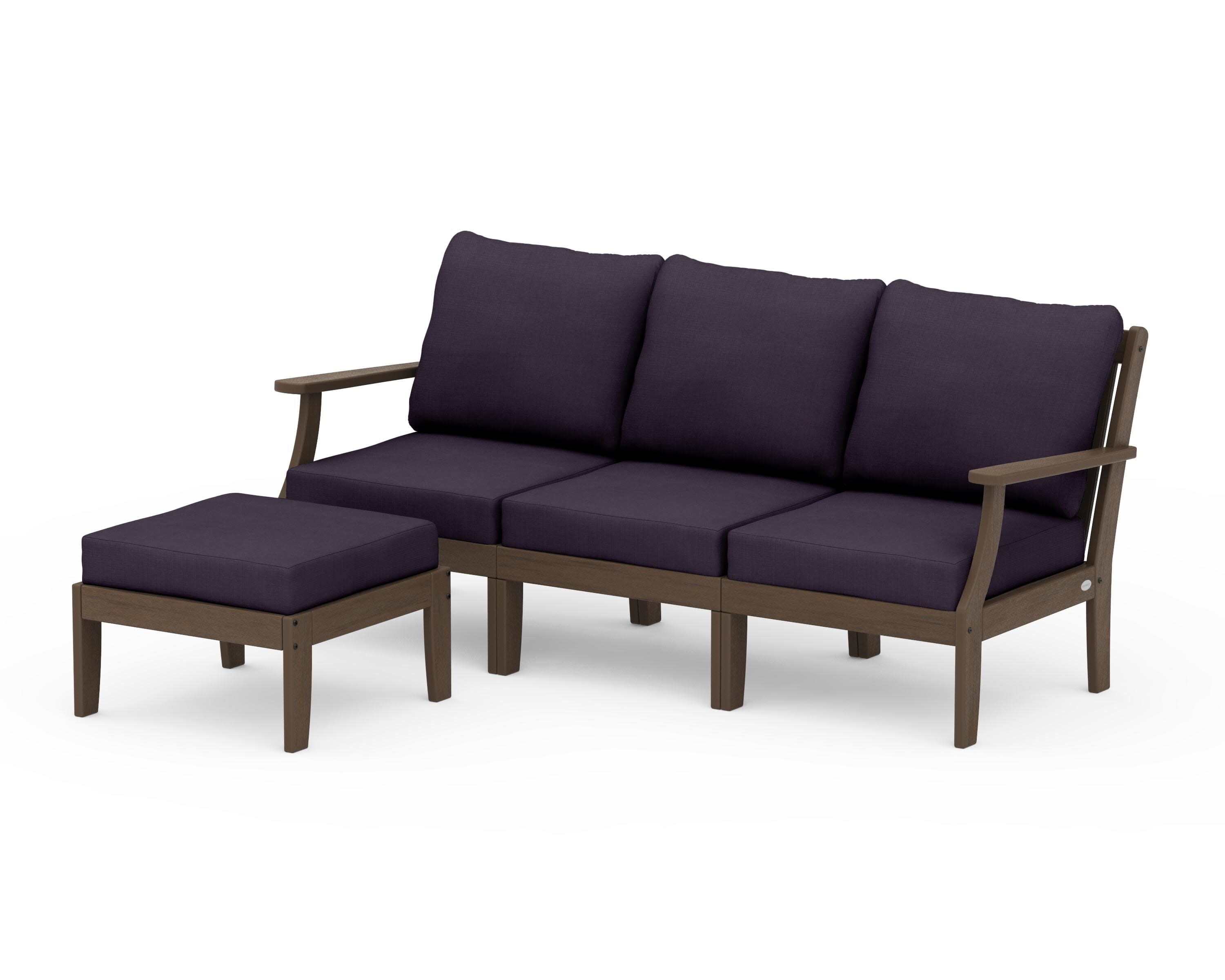 Braxton Modular 4-Piece Deep Seating Set with Ottoman in Kona / Navy Linen