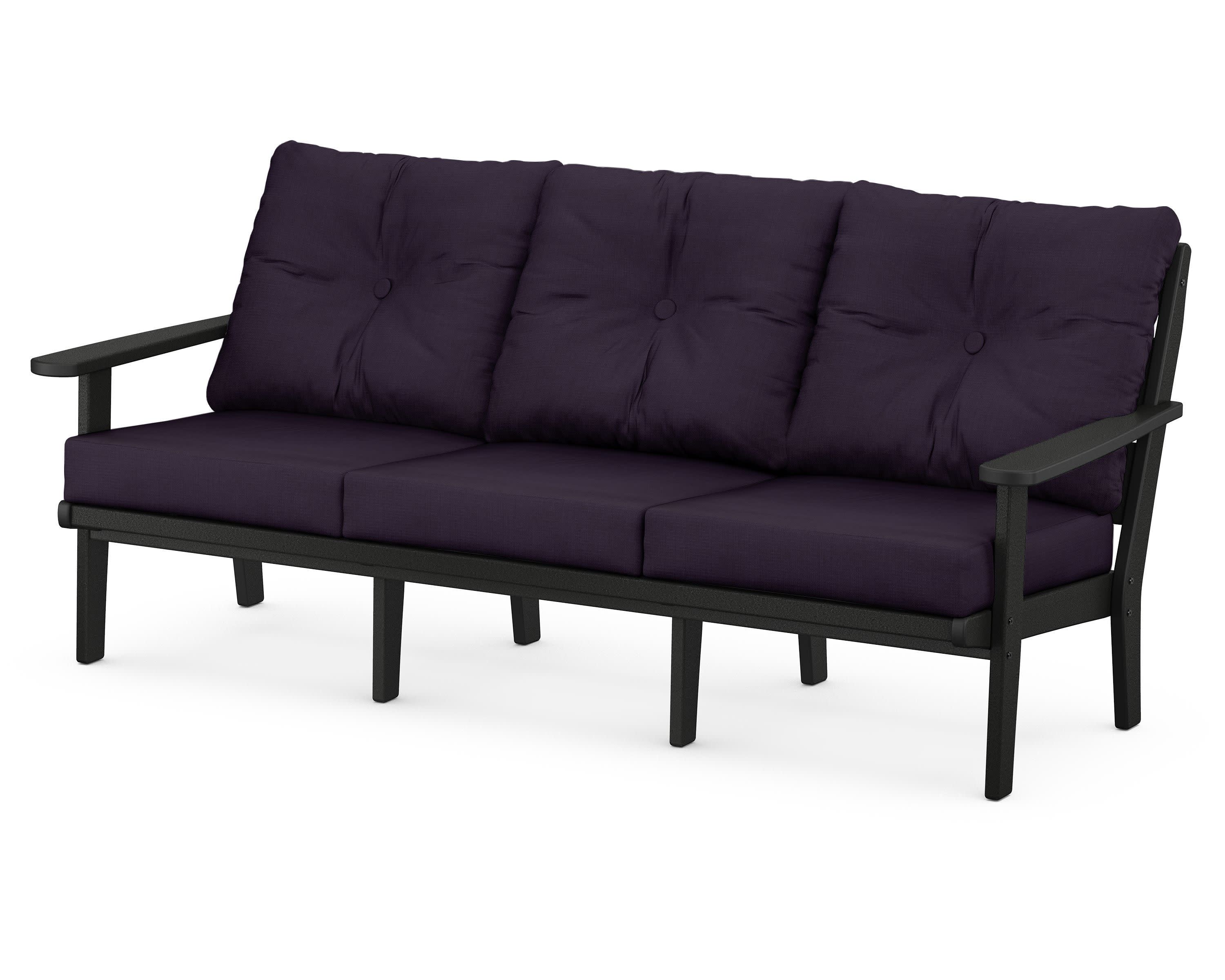 Lakeside Deep Seating Sofa in Black / Navy Linen
