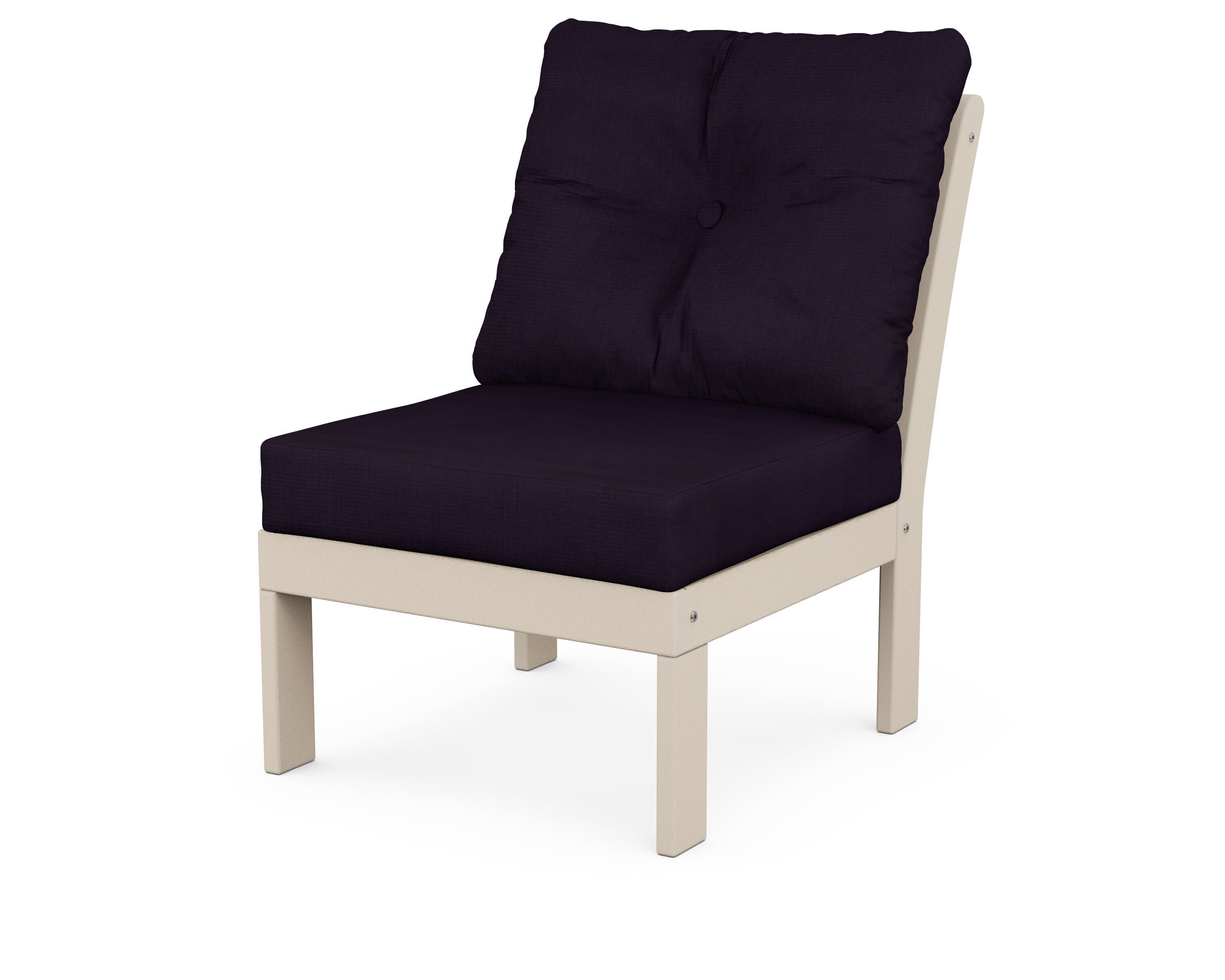 Vineyard Modular Armless Chair in Sand / Navy Linen