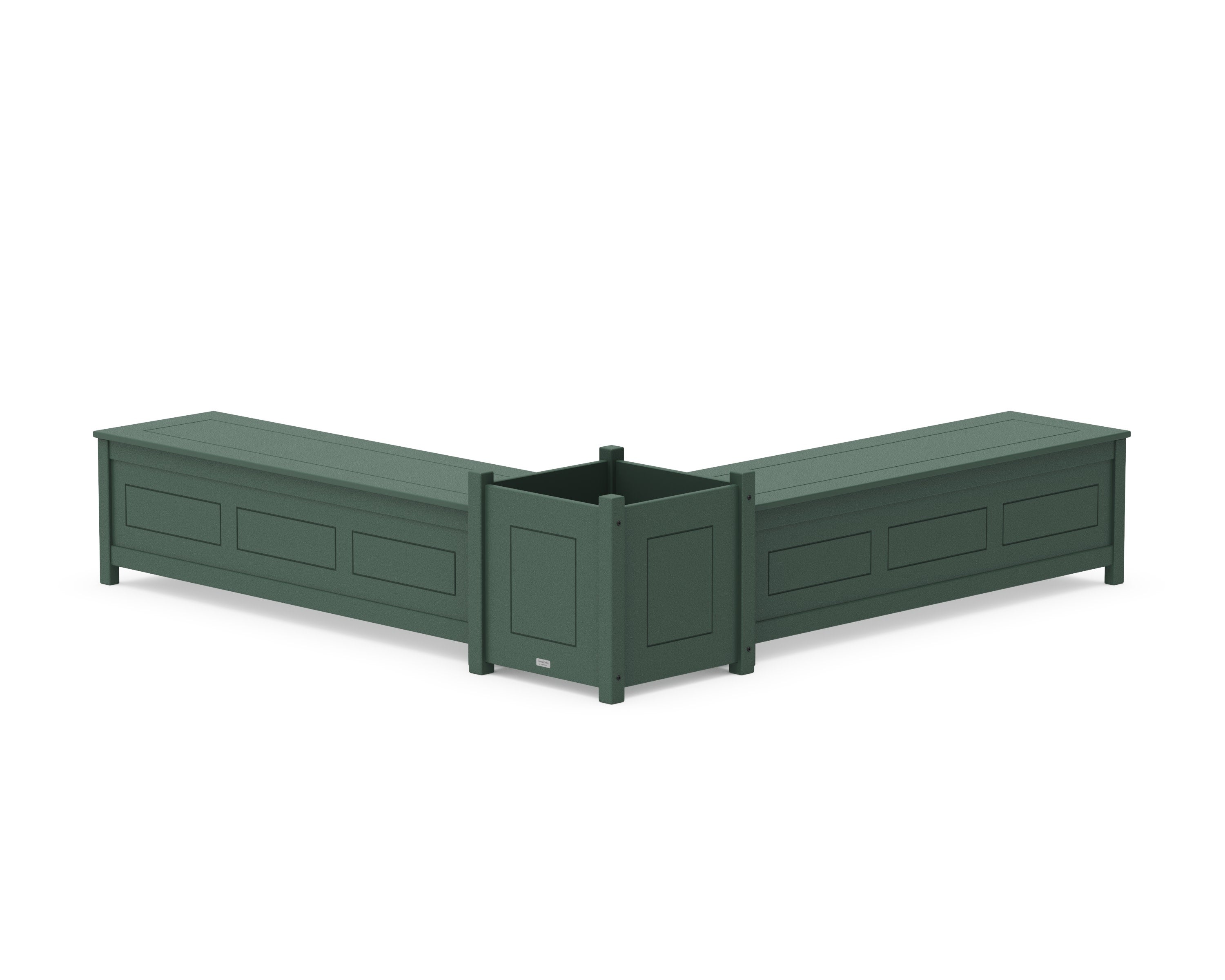 60" Country Living L- Shaped Planter Storage Bench Set- Large in Green