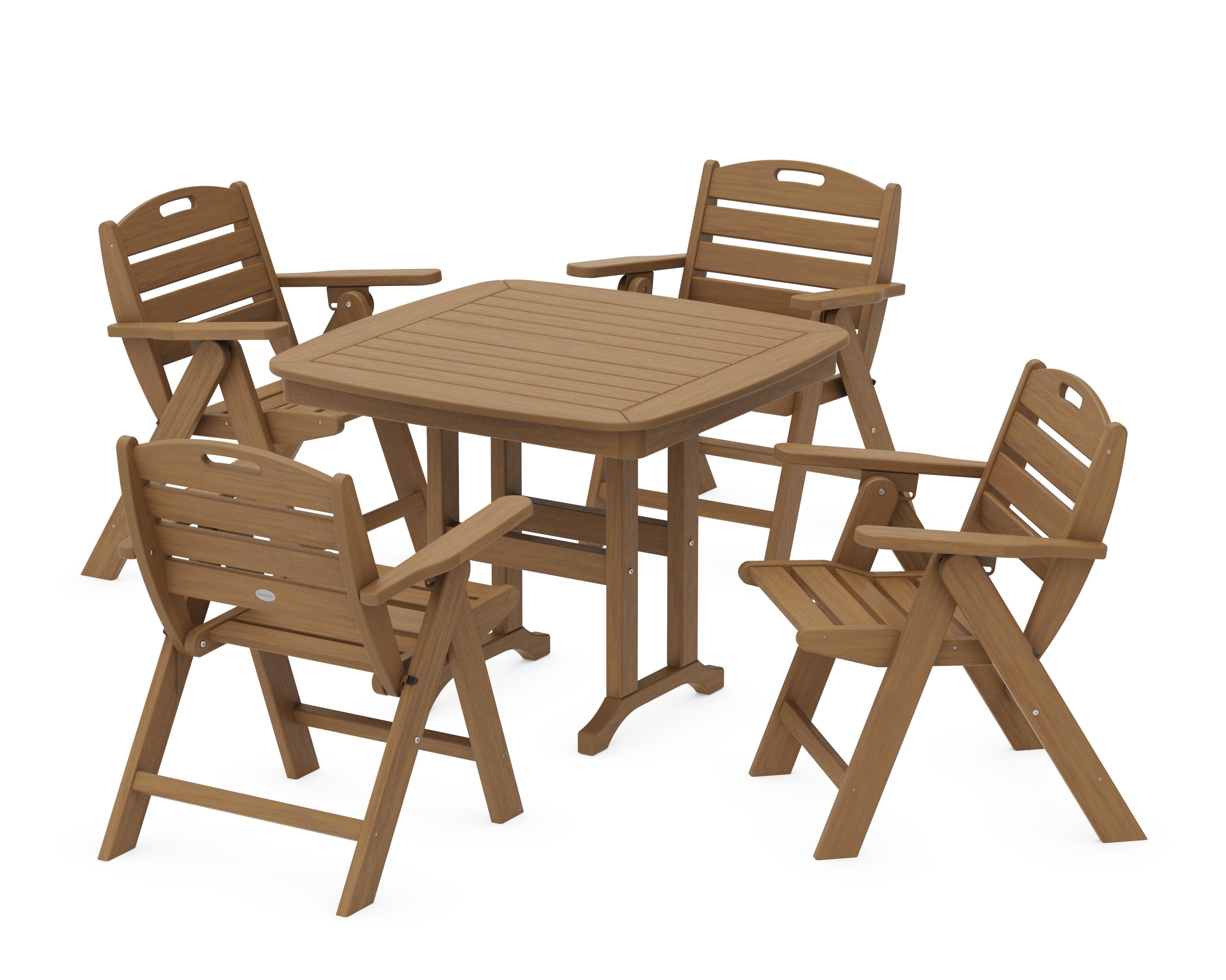 Nautical Folding Lowback Chair 5-Piece Dining Set in Natural