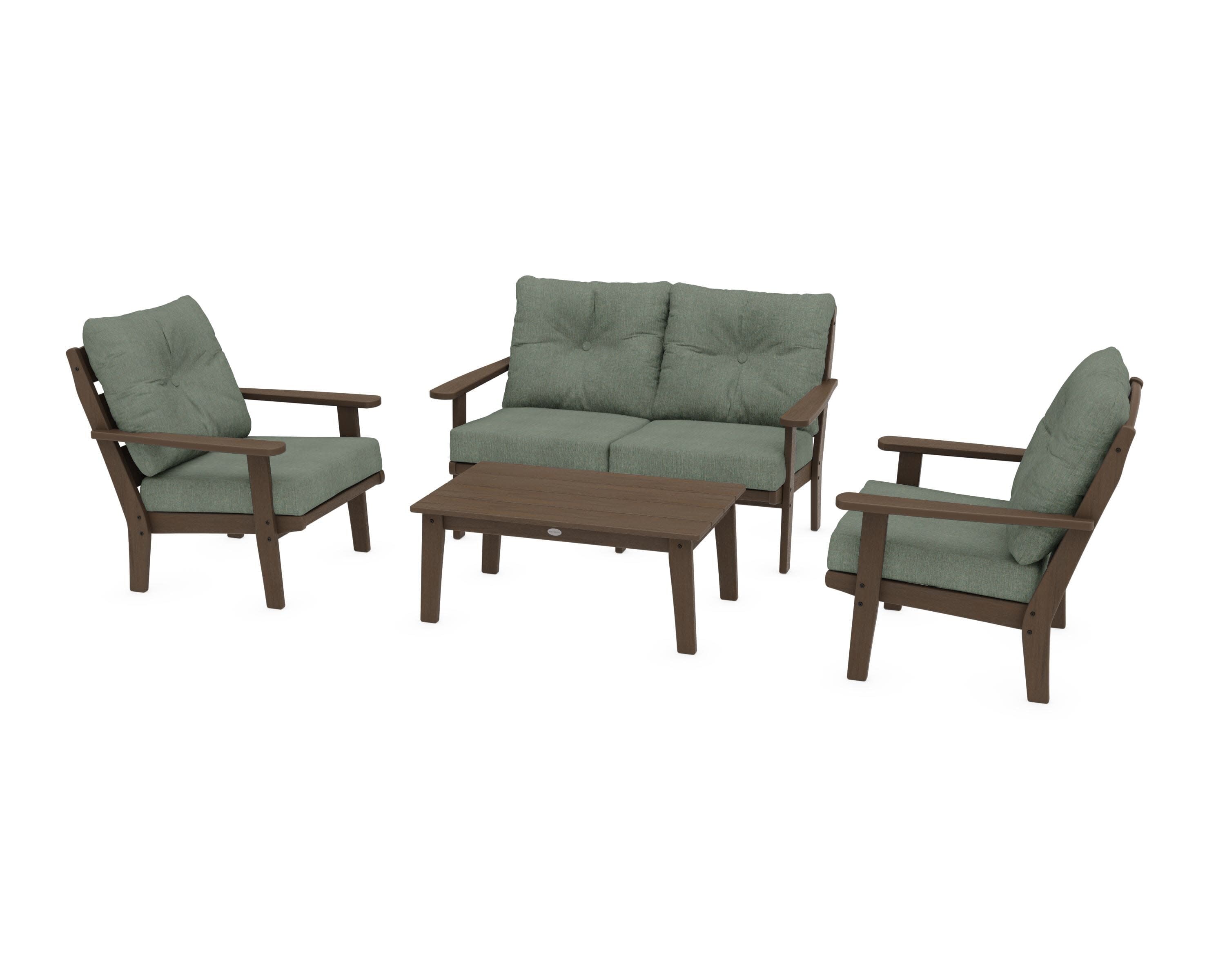 Lakeside 4-Piece Deep Seating Set in Kona / Cast Sage