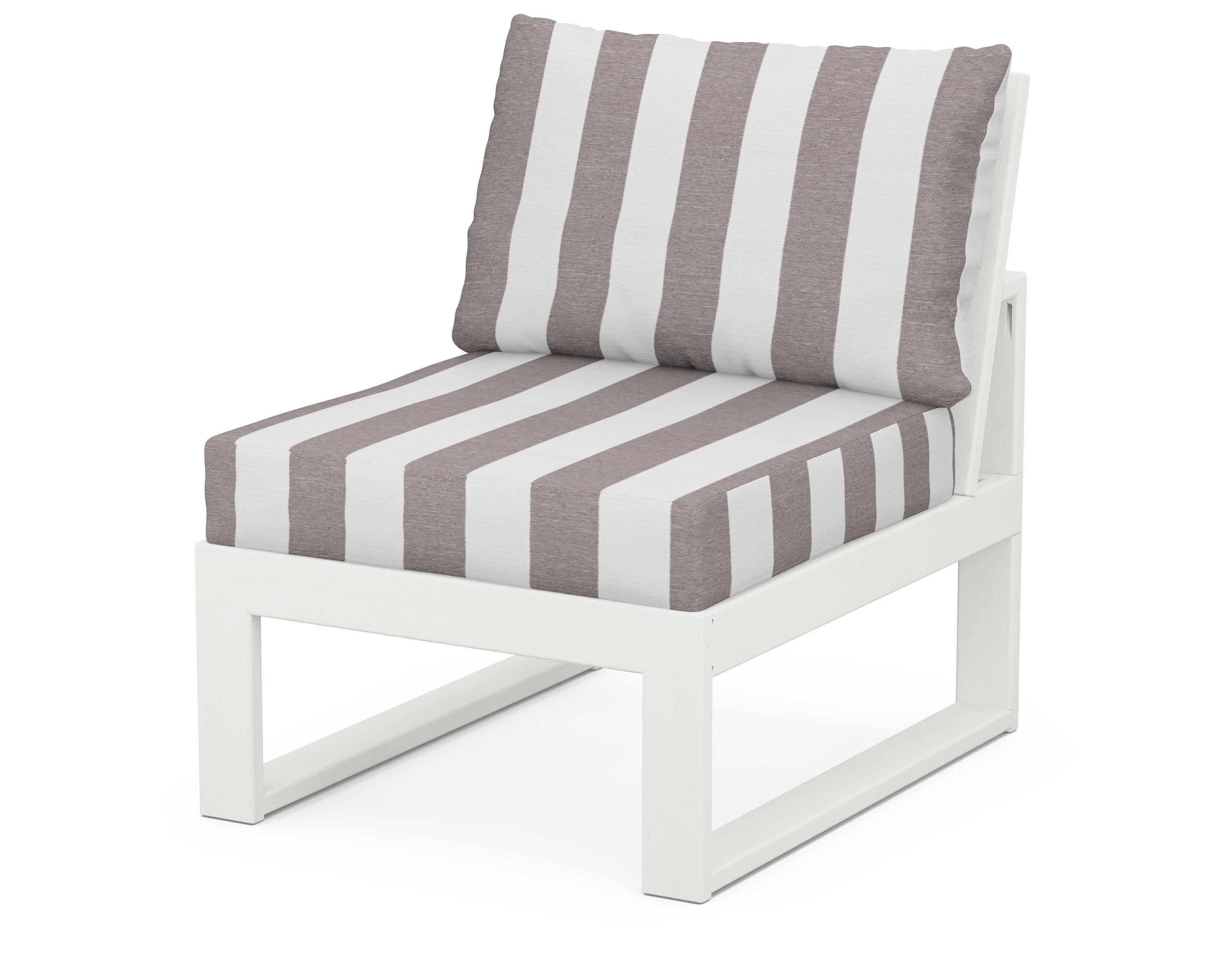Modular Armless Chair in Vintage White / Cabana Stripe Grey Mist