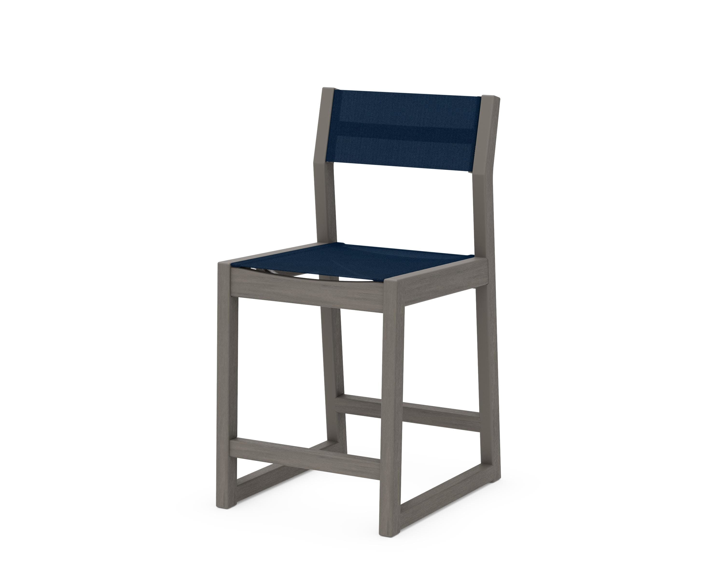 EDGE Sling Counter Side Chair in Driftwood / Navy Blue Sling