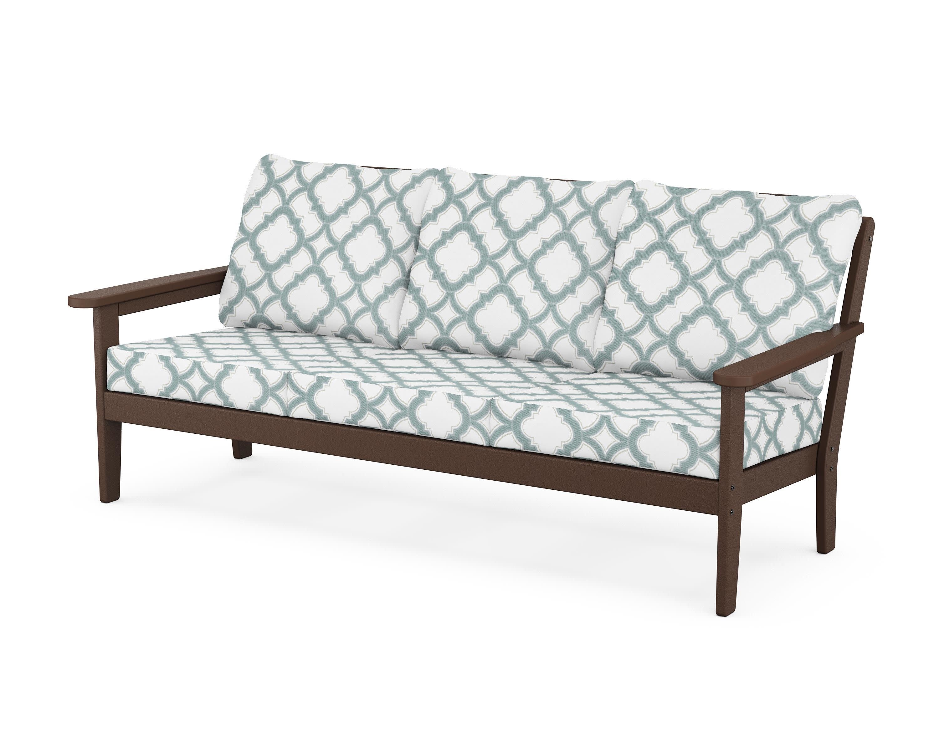 Cottage Deep Seating Sofa in Mahogany / Trellis Glacier Spa