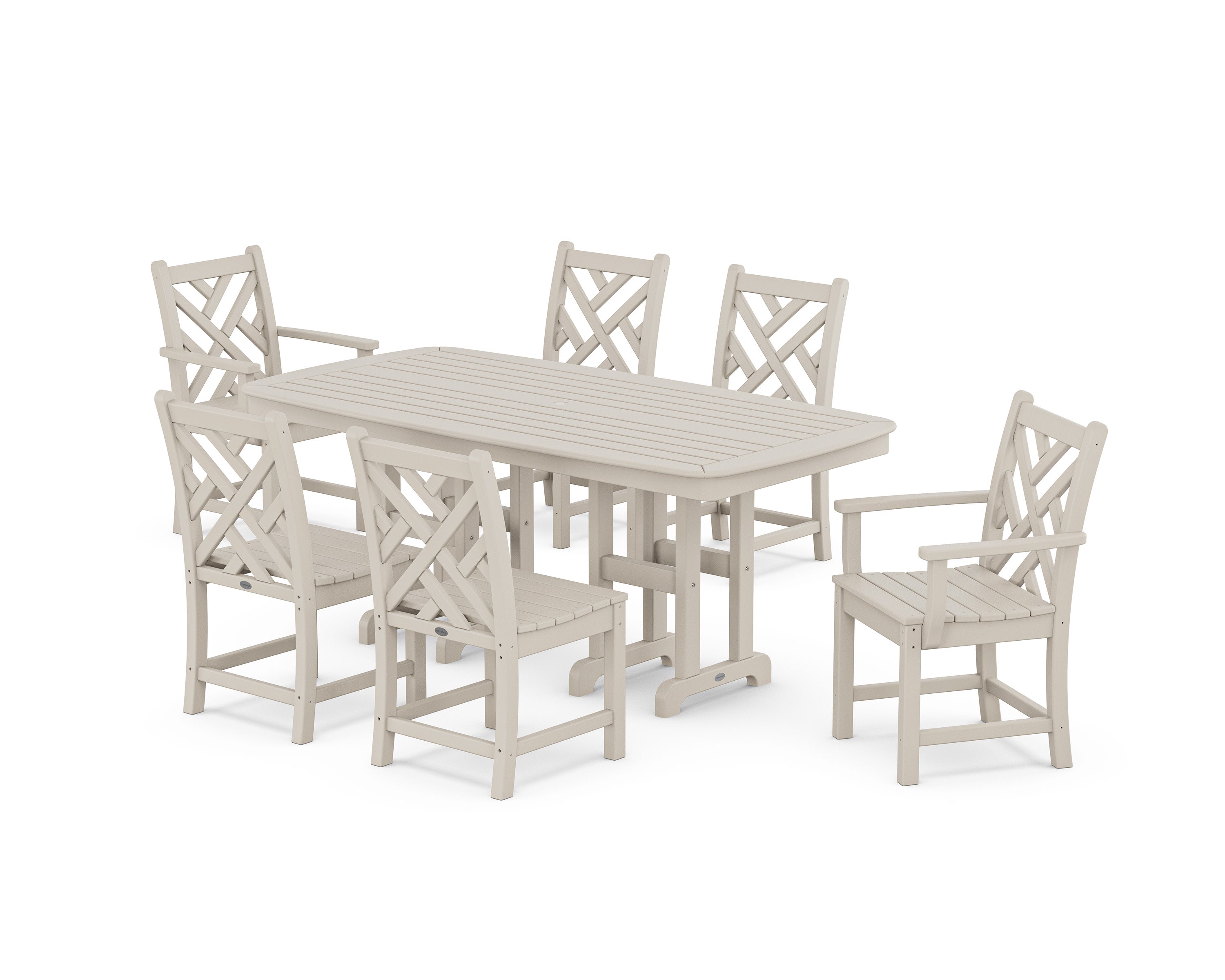 Chippendale 7-Piece Dining Set in Sand