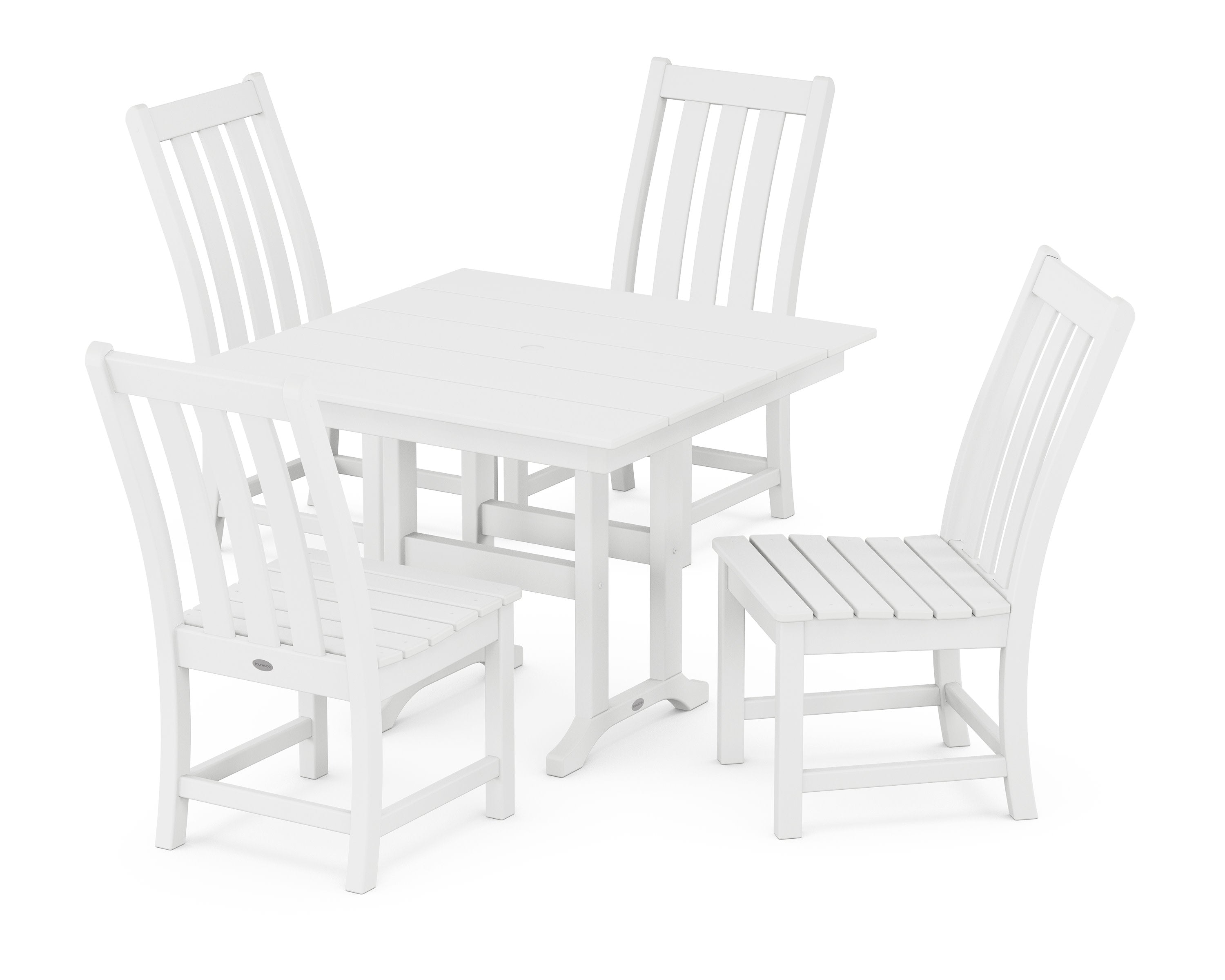 Vineyard Side Chair 5-Piece Farmhouse Dining Set in White