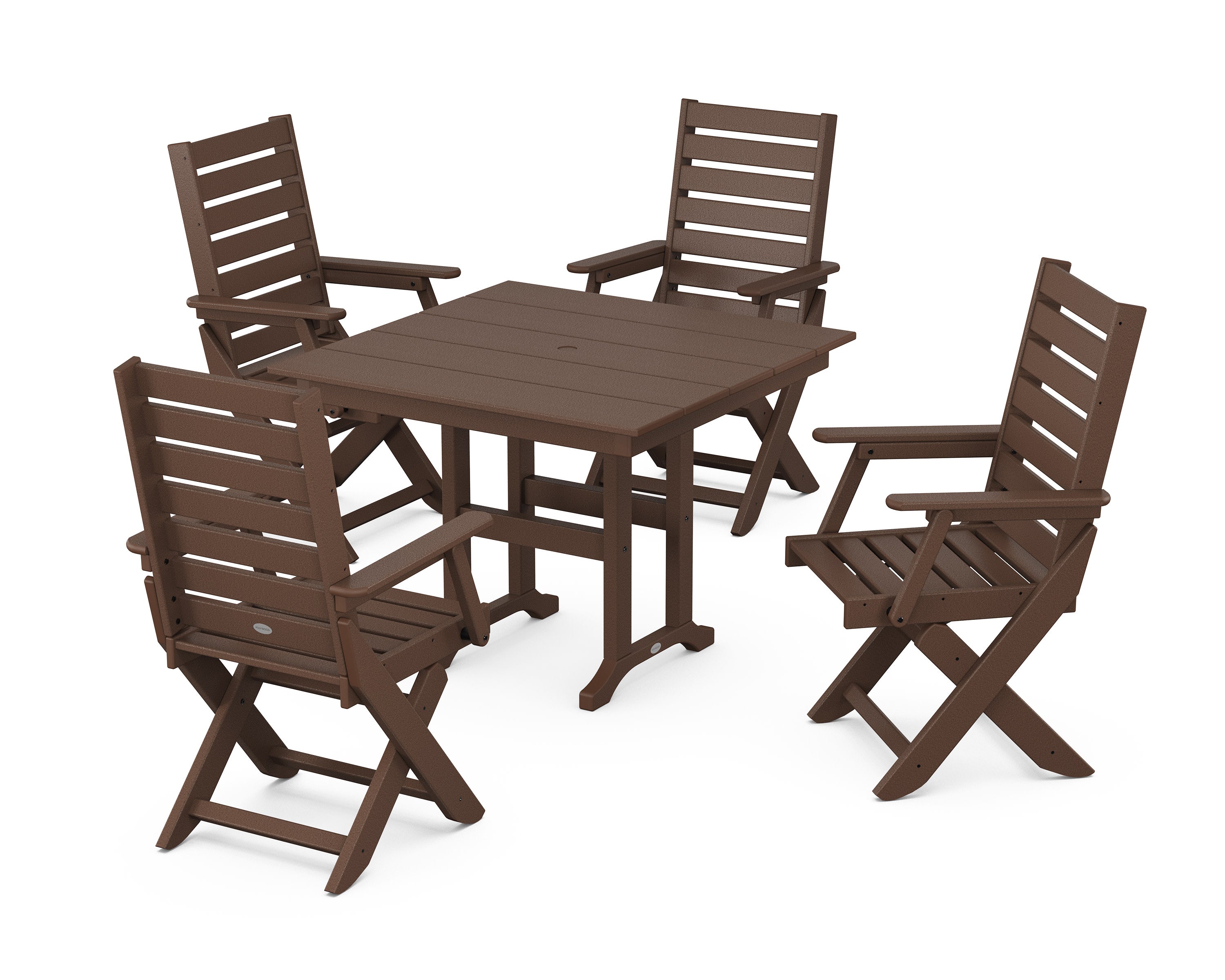 Captain Folding Chair 5-Piece Farmhouse Dining Set in Mahogany
