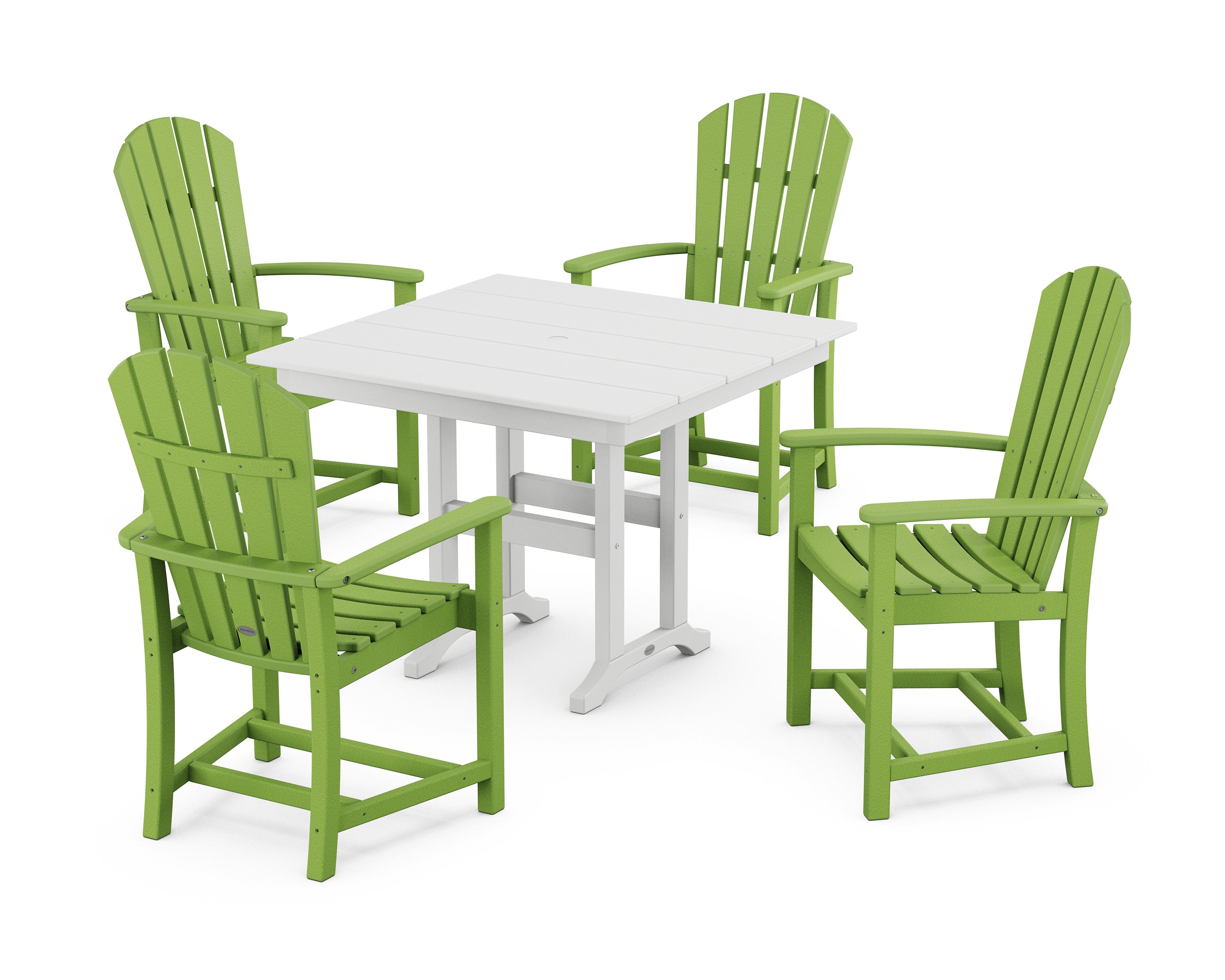 Palm Coast 5-Piece Farmhouse Dining Set in Lime / White