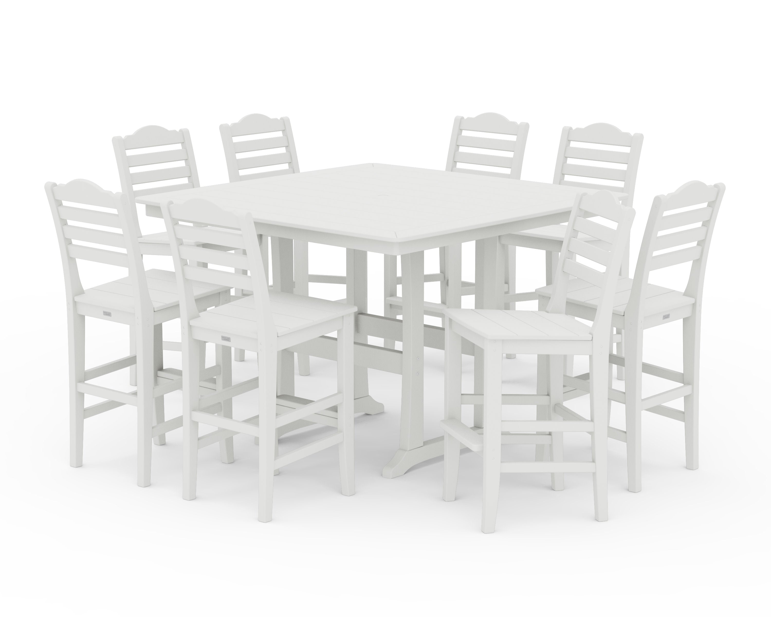 Savannah Side Chair 9-Piece Square Bar Set with Trestle Legs in Vintage White