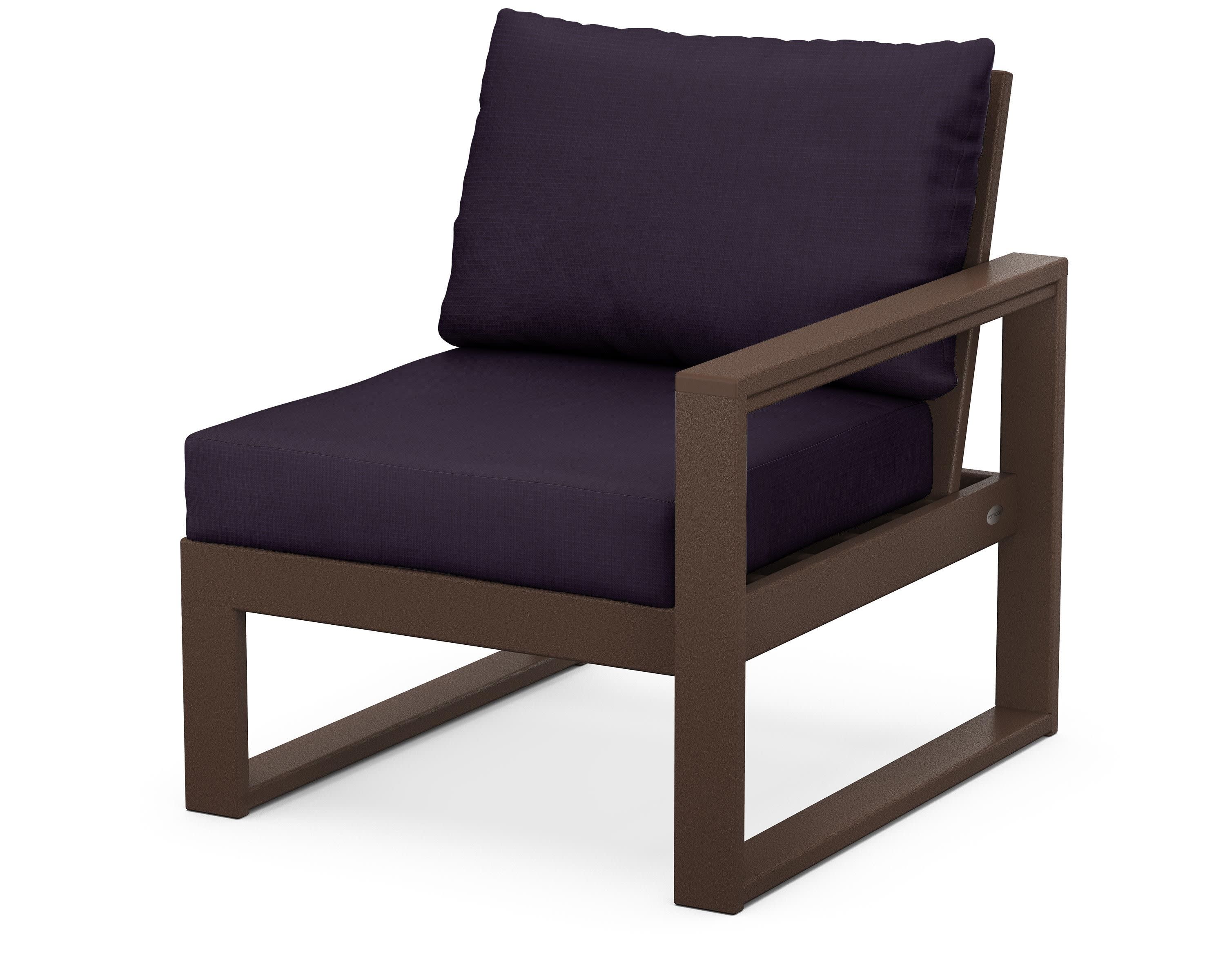 EDGE Modular Right Arm Chair in Mahogany / Navy Linen