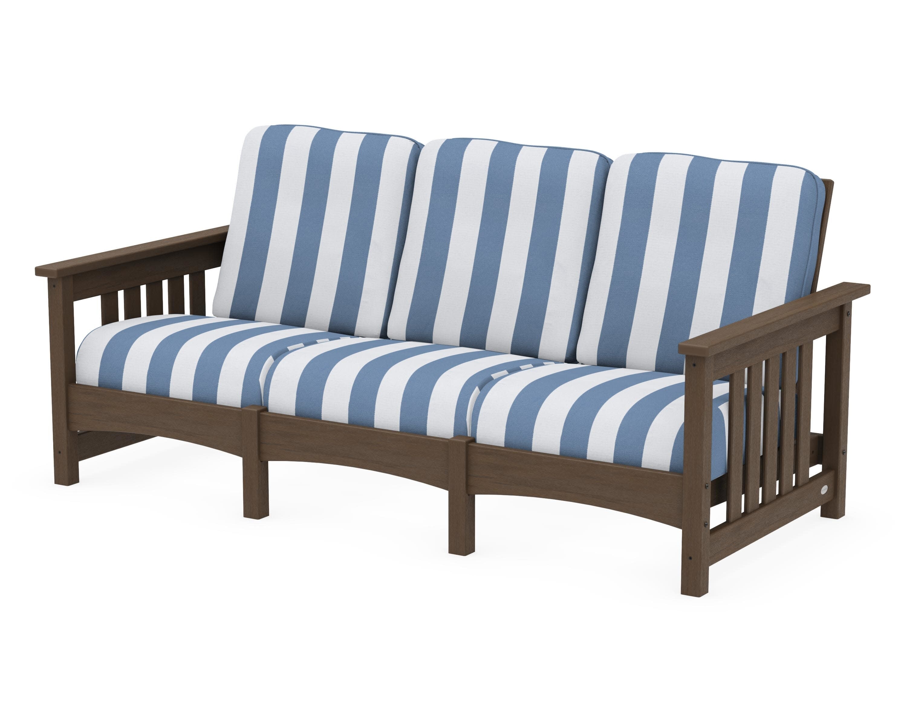 Club Mission Sofa in Kona / Cabana Stripe Sky Blue