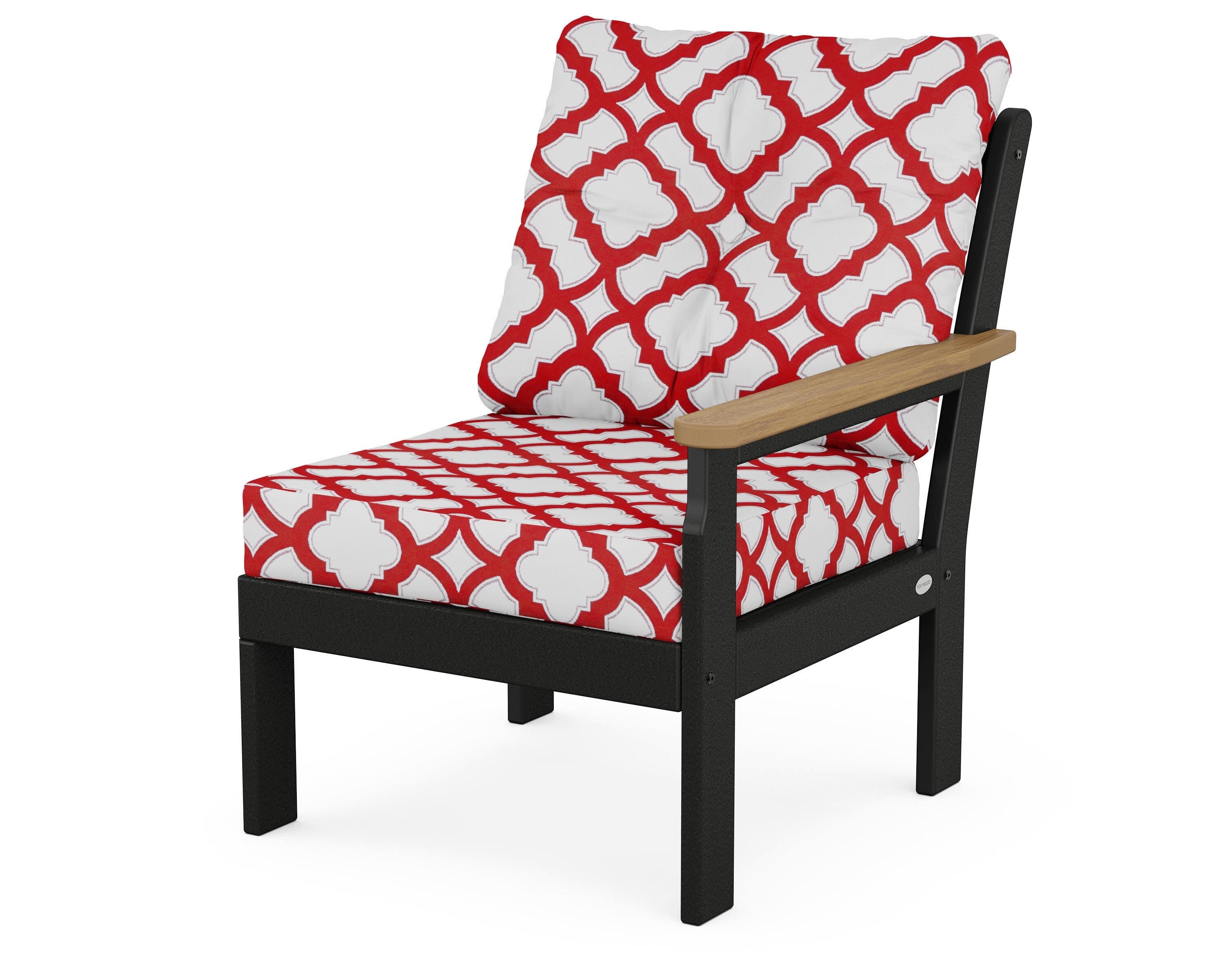 Vineyard Modular Right Arm Chair in Black / Natural / Trellis Crimson