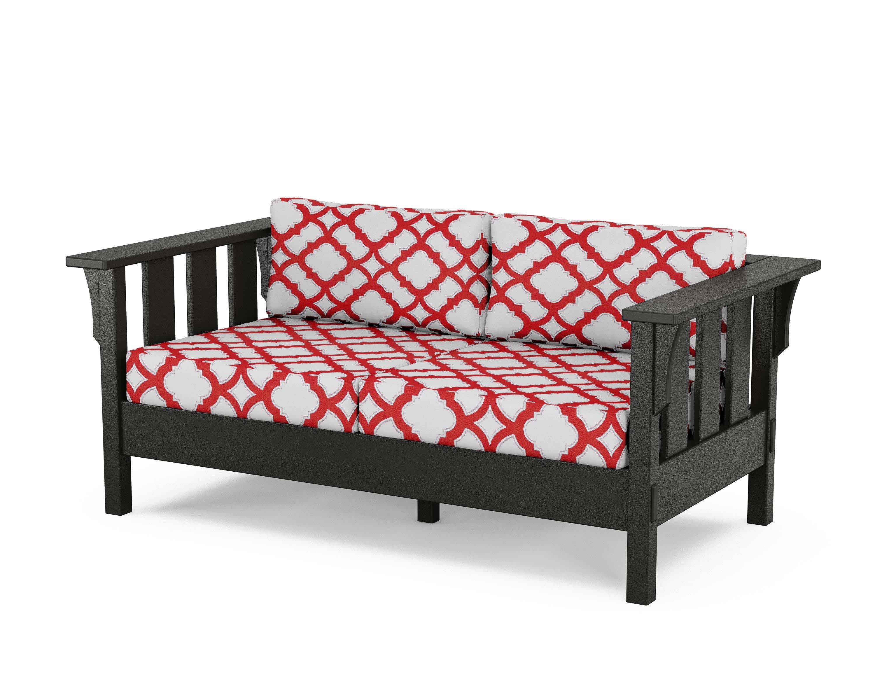 Acadia Deep Seating Loveseat in Black / Trellis Crimson