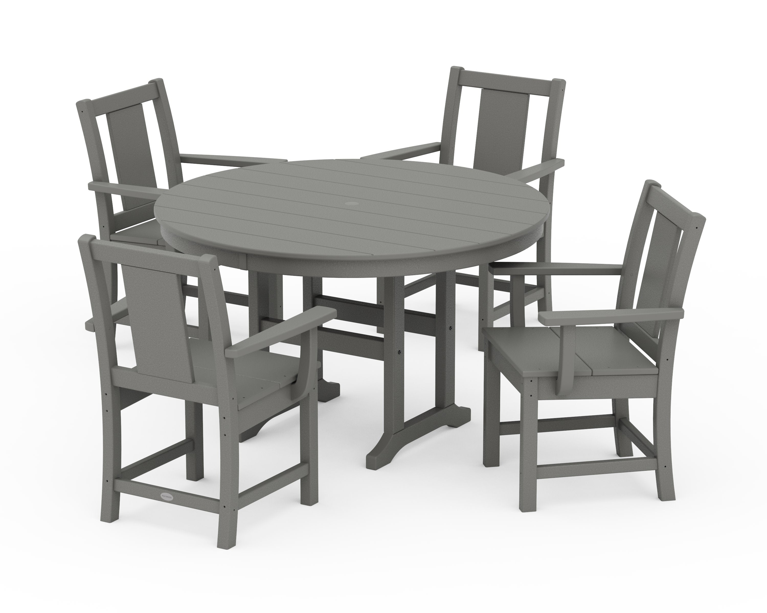 Prairie 5-Piece Round Farmhouse Dining Set in Slate Grey