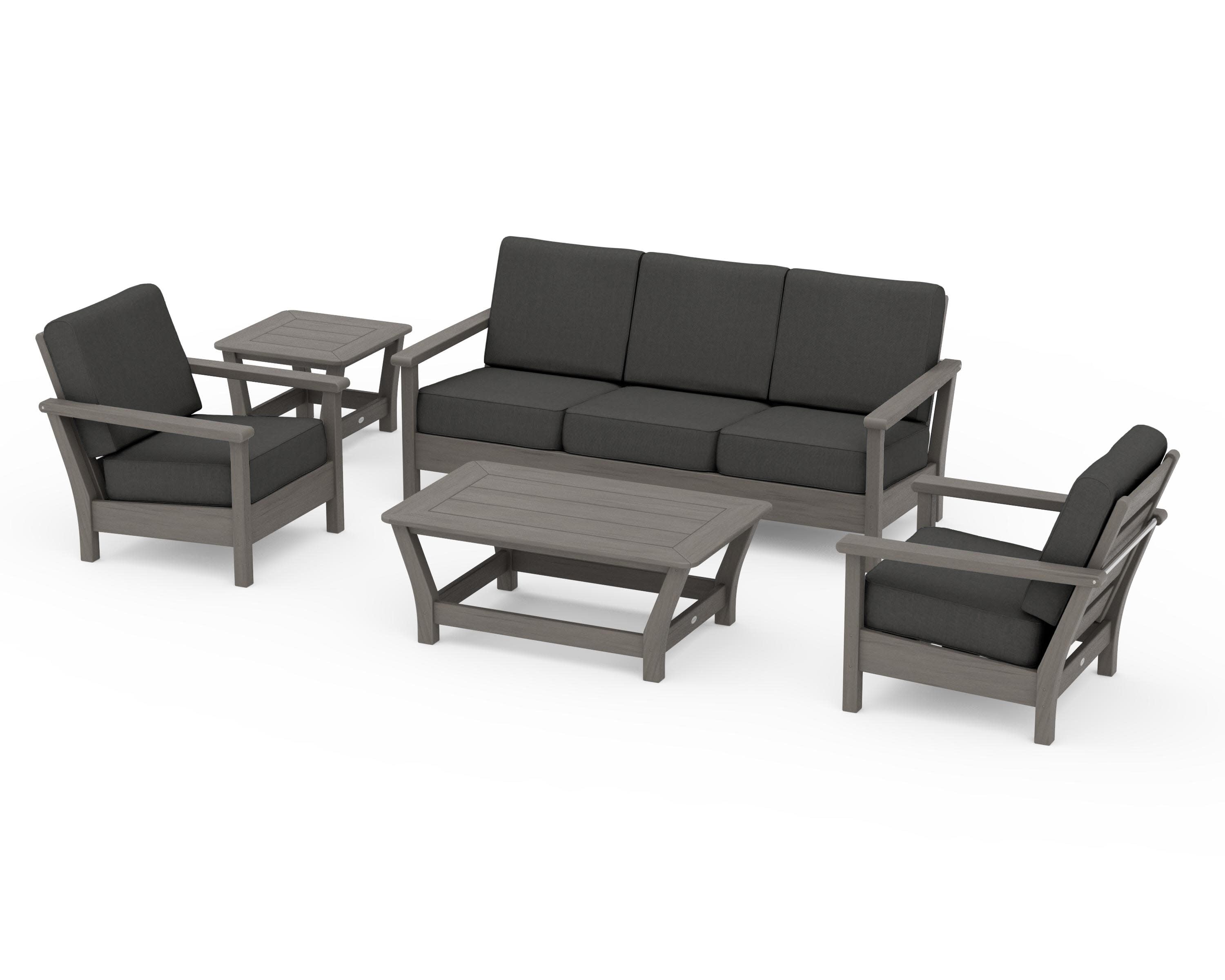 Harbour 5-Piece Deep Seating Set in Driftwood / Spectrum Carbon