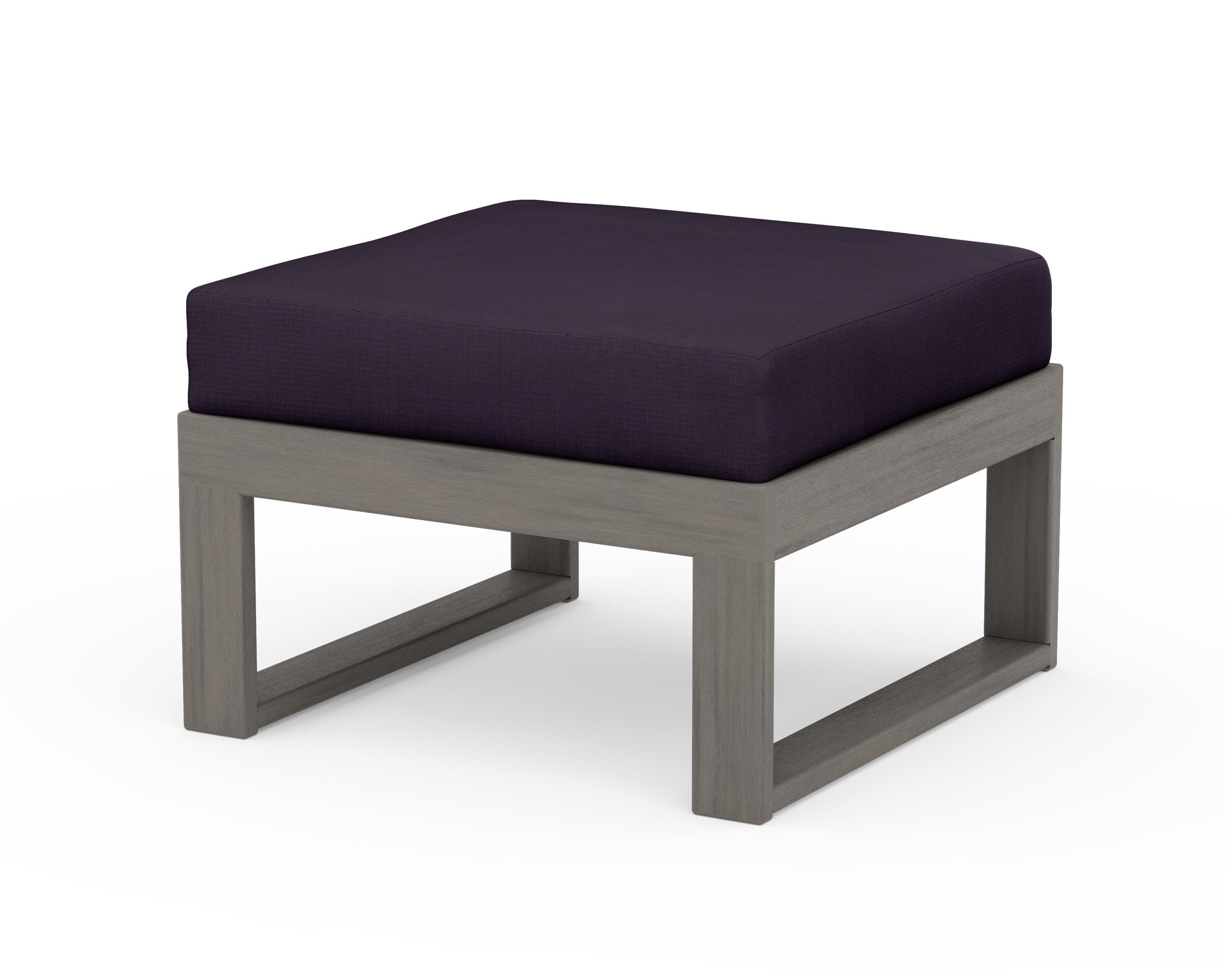 Modular Ottoman - Modern in Driftwood / Navy Linen