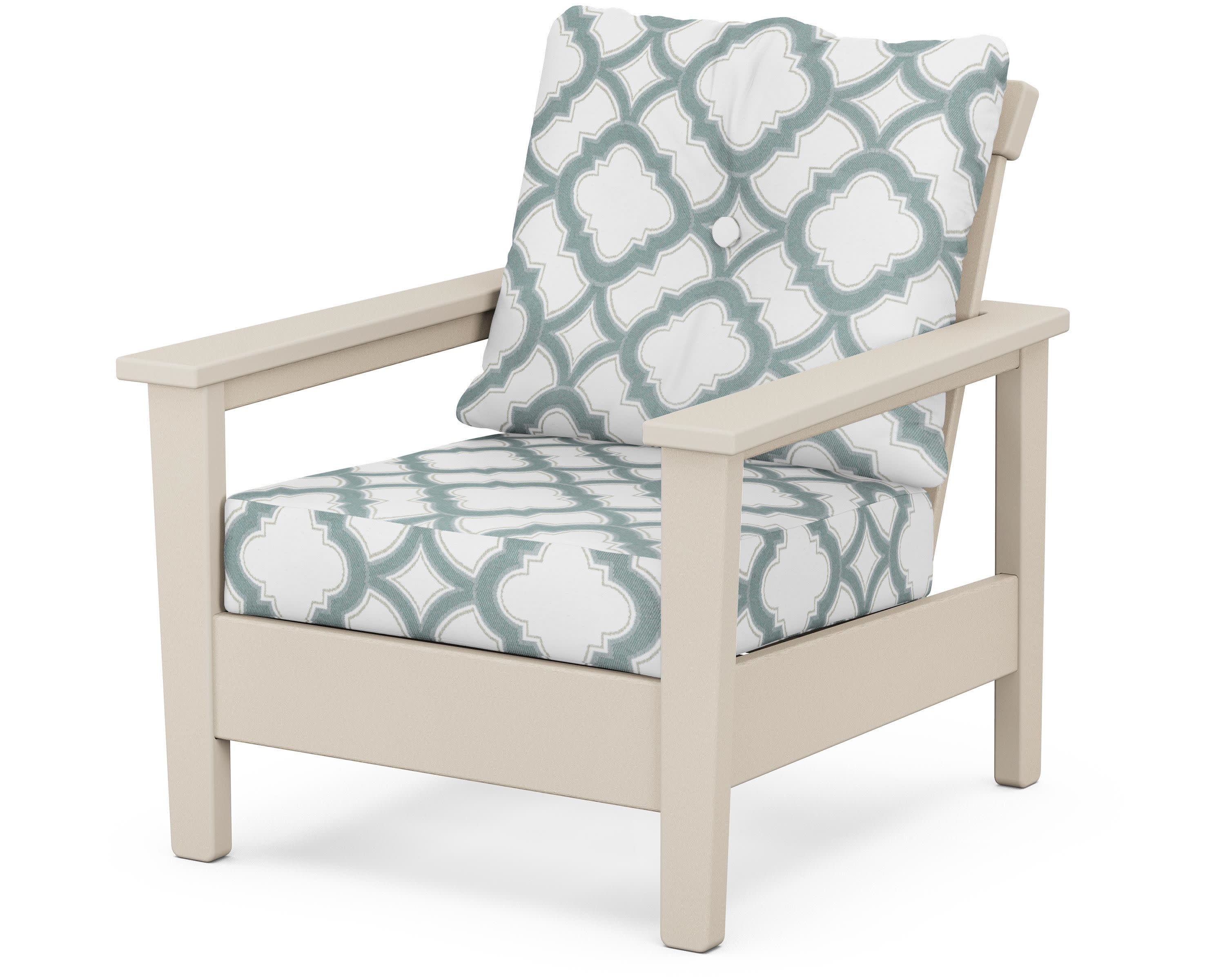 Prescott Deep Seating Chair in Sand / Trellis Glacier Spa