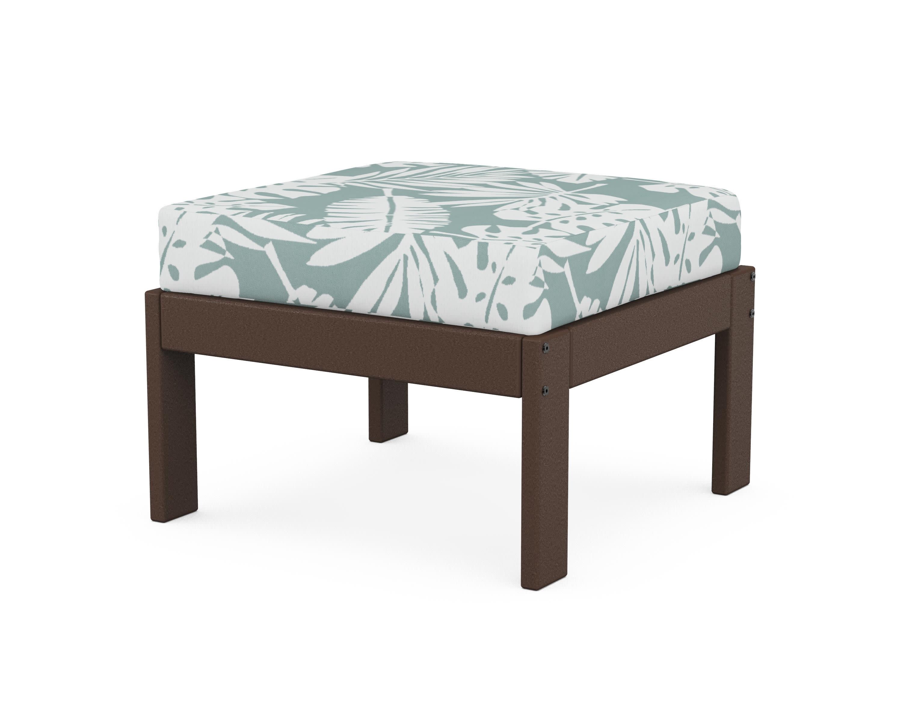 Vineyard Modular Ottoman in Mahogany / Leaf Glacier Spa